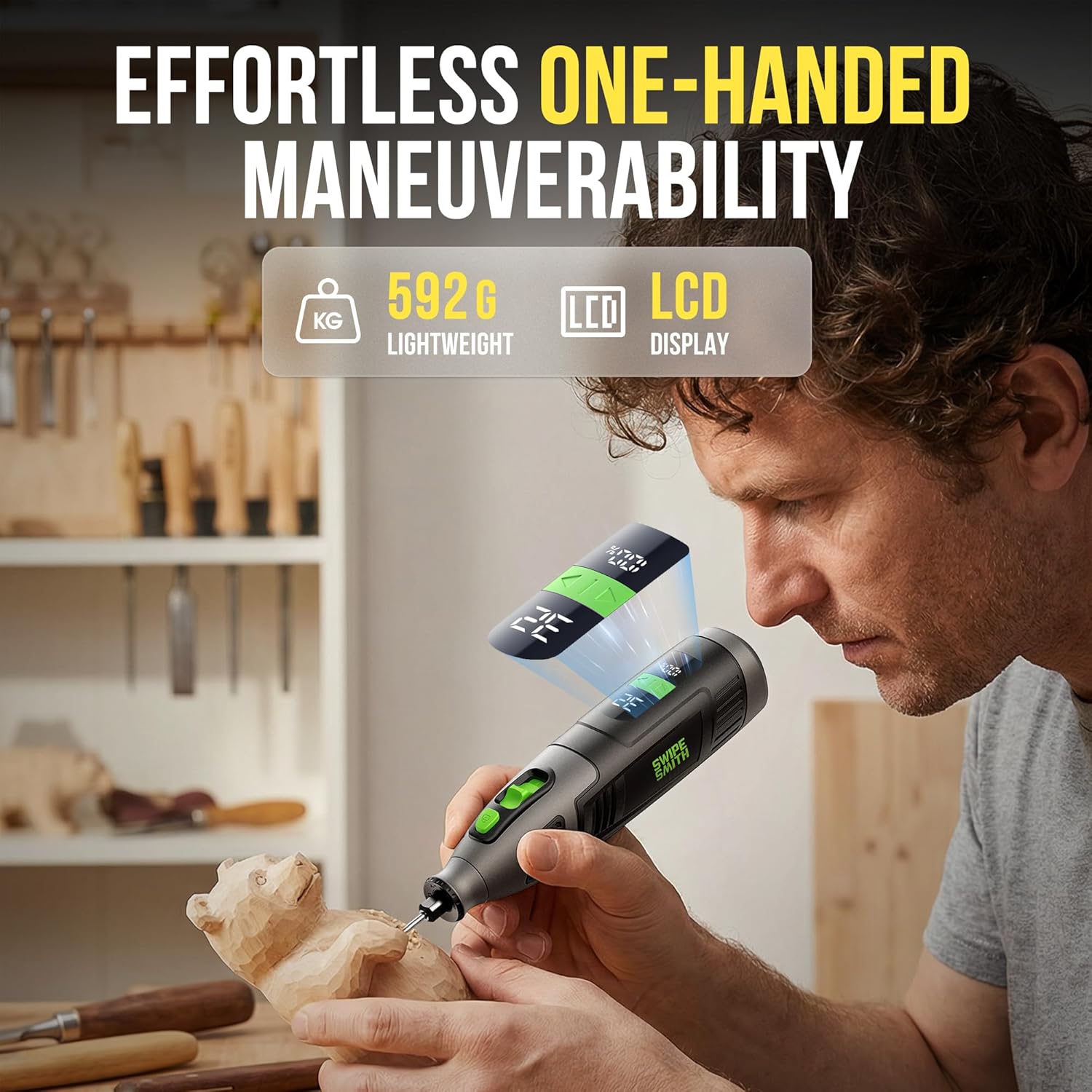 12V Power Rotary Tools, 8000~32000RPM, 2.5Ah Cordless Rotary Tool Kit with LCD Display, 40pcs Accessories, Variable Speed for Grinding, Cutting, Wood Carving, Sanding, Engraving, DIY, Woodworking