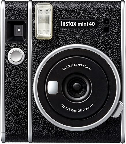Miniatura 2 de Fujifilm Cámara instantánea Instax Mini 40 con aspecto negro vintage, cámara para niños, boda, cumpleaños o cualquier ocasión