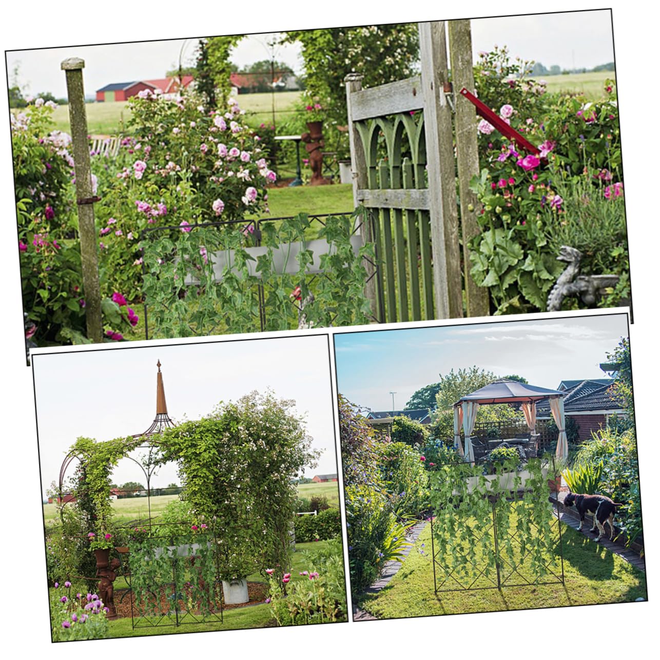 Supports pour Plantes Grimpantes Pliables en Fer, Lot de 2, Noir