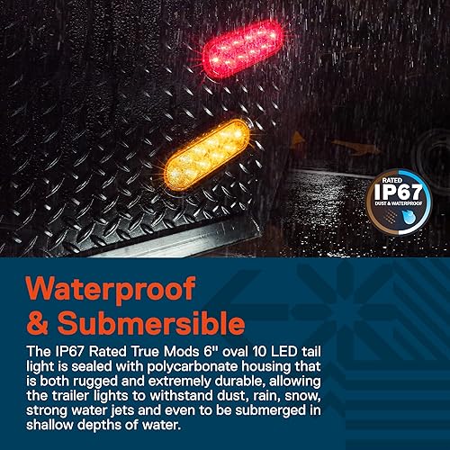 Miniatura 5 de Juego de luces traseras LED ovaladas para remolque de 6.0 in, 2 color ámbar y 2 color rojo
