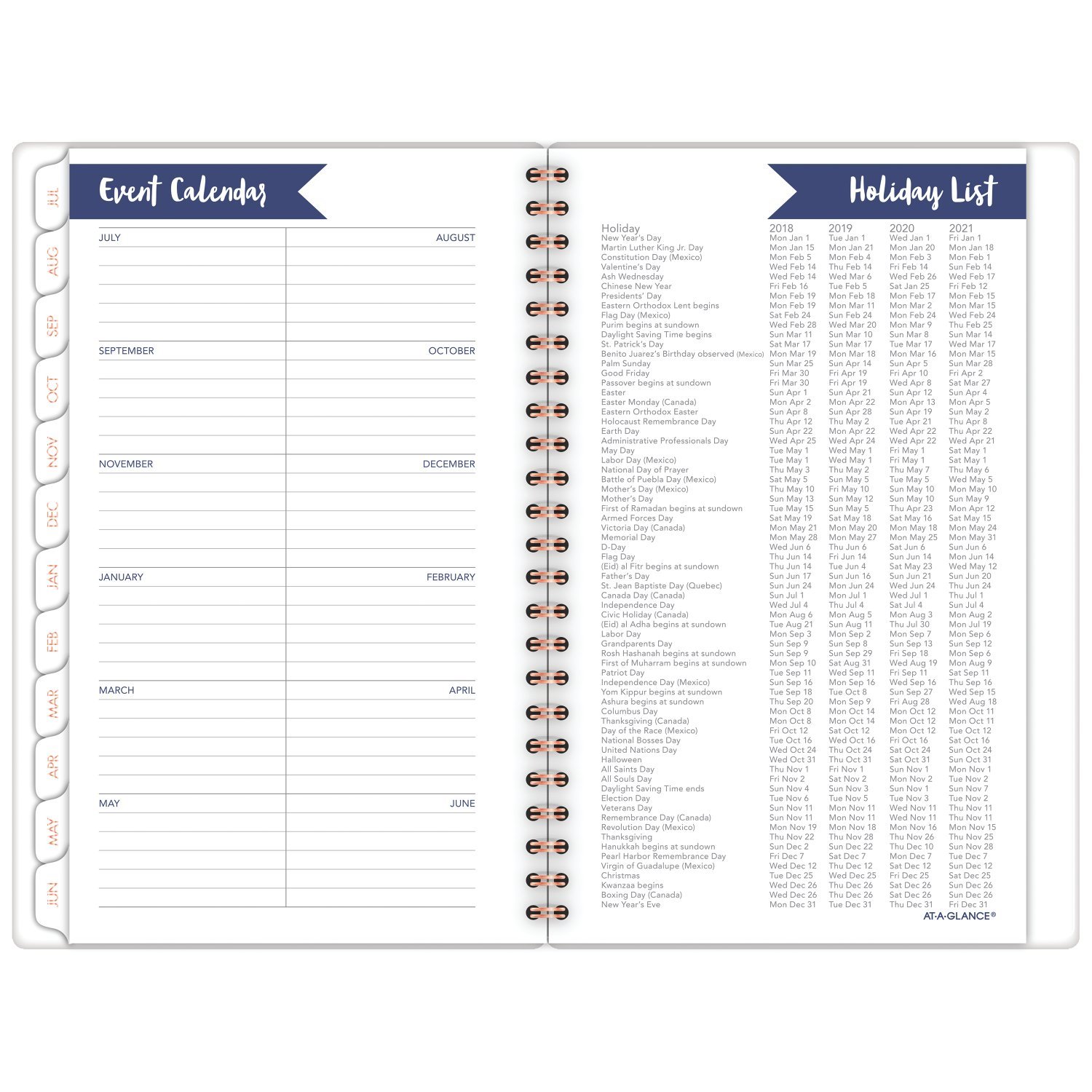 AT-A-GLANCE 2018-2019 Academic Year Weekly & Monthly Planner, Small, 4-7/8 x 8, Carousel Stripe (1112S-200A)