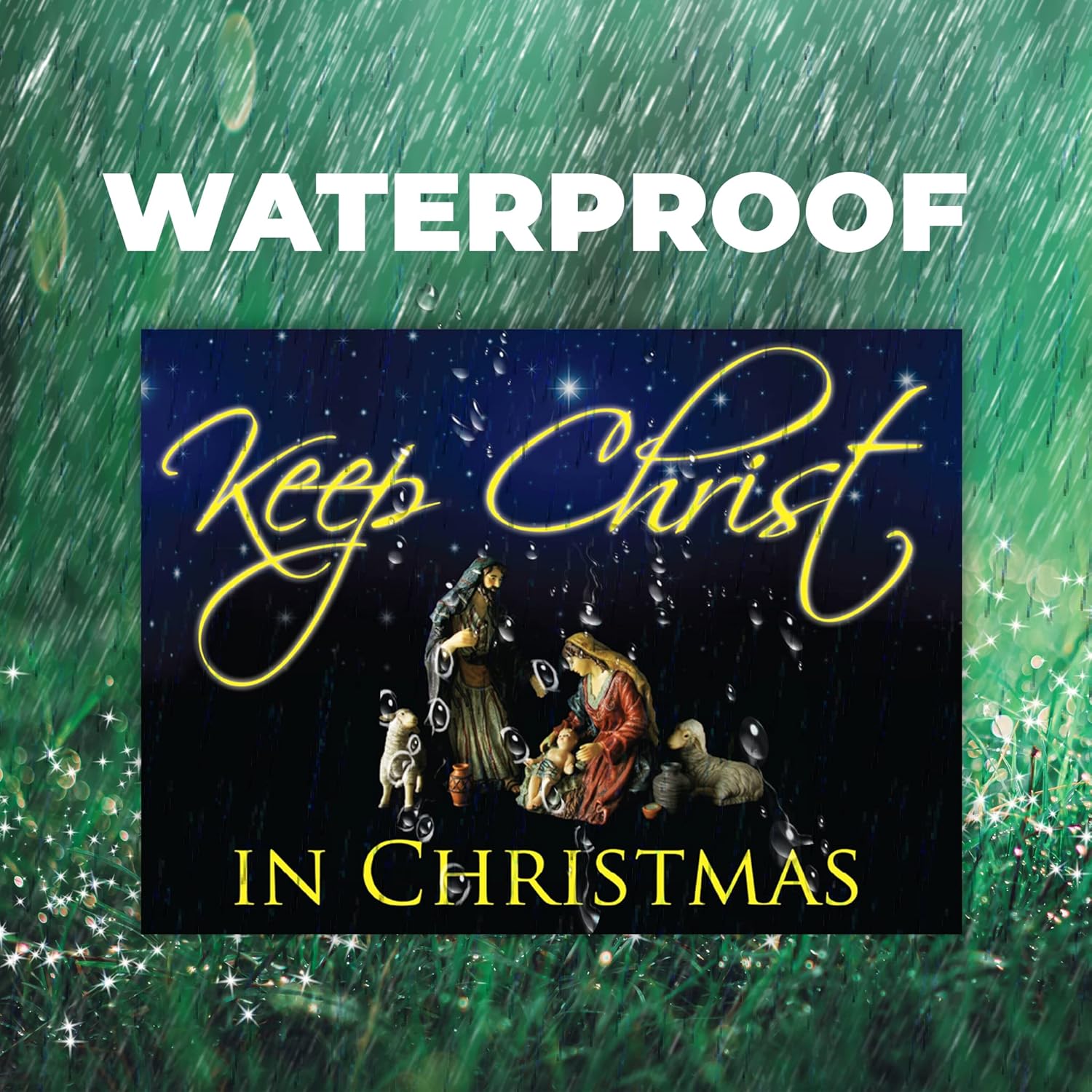 VictoryStore Christmas Yard Sign – “Keep Christ in Christmas” Outdoor Nativity Scene Lawn Decoration – 18” x 24” Double-Sided Sign with 2 Steel Stakes Per Sign – Religious Holiday Outdoor Decor, Made in USA (1)