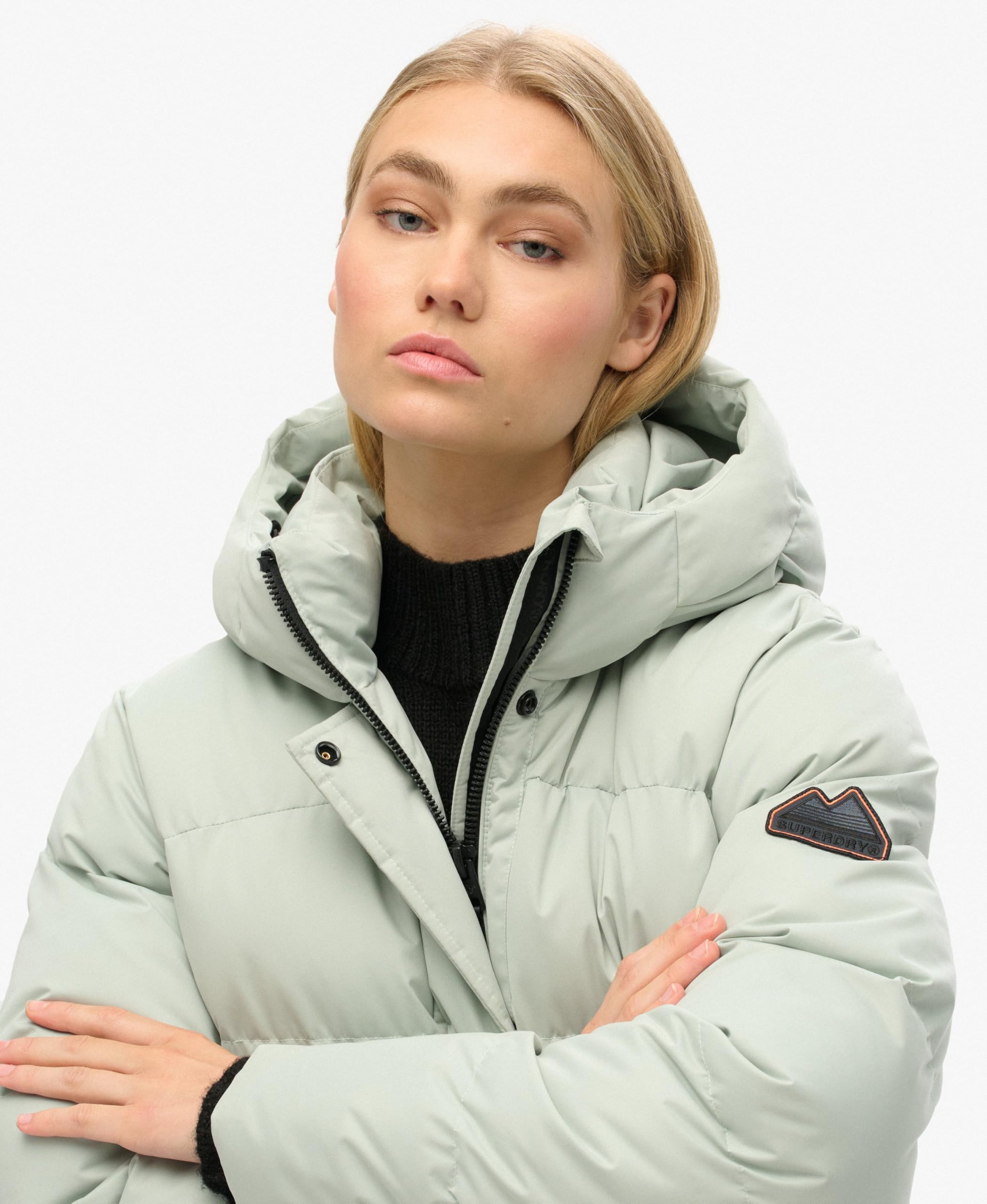 Superdry Abrigo largo acolchado de microfibra para mujer