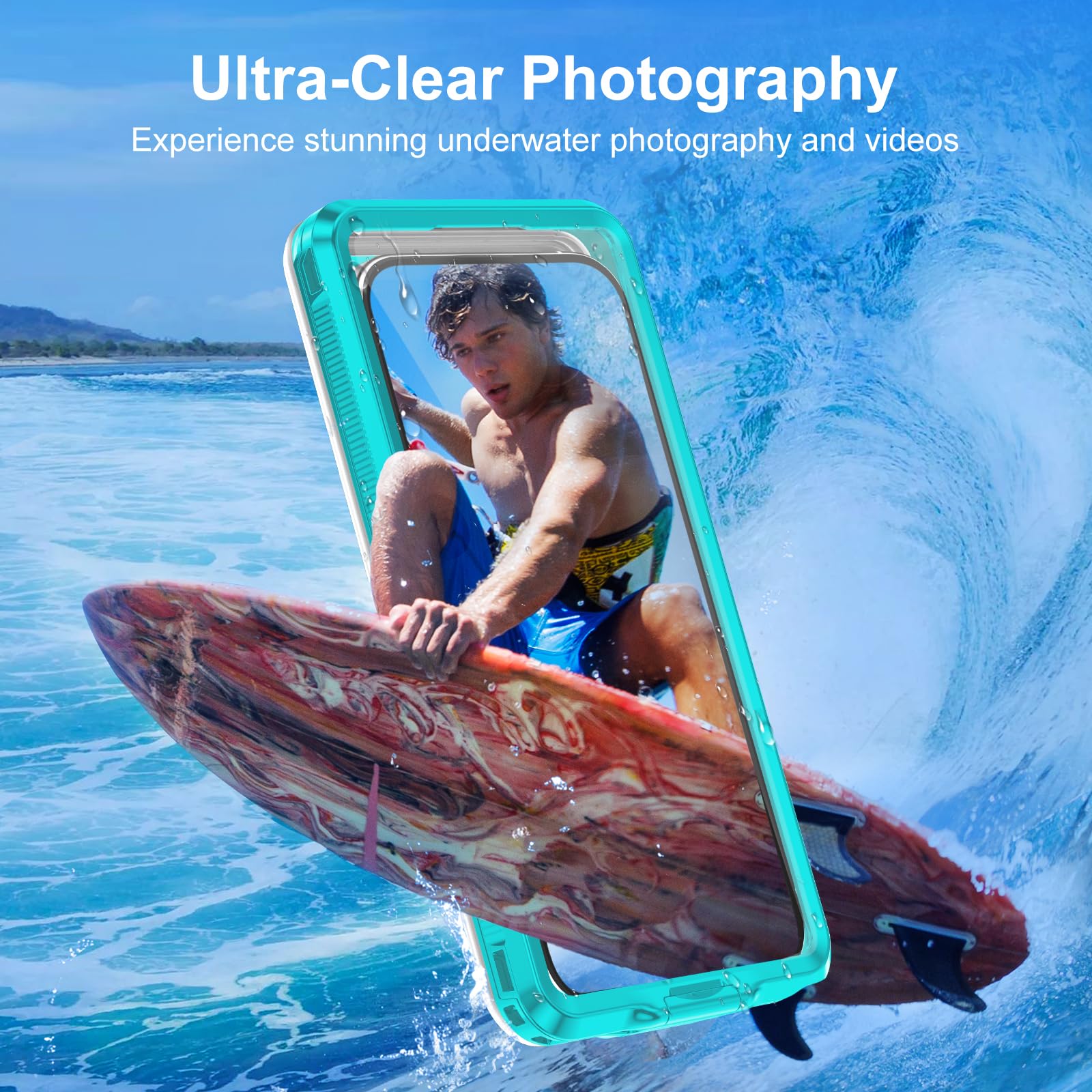 Beasyjoy Custodia impermeabile per telefono, custodia per telefono subacquea e snorkeling, custodia universale con auto-controllo impermeabile fino a 16,9 pollici, per iPhone 16/15/14/13/12/11 e
