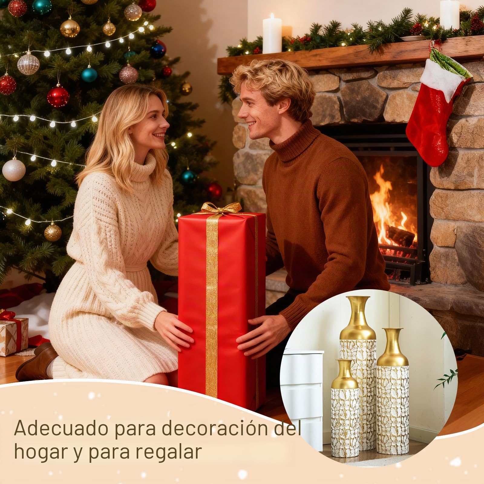 Juego de 3 jarrones de suelo de metal decorativos altos de 83/65/50 cm para hierba de Pampas, flores secas y decoración moderna de salón, pasillo y dormitorio, jarrones grandes con diseño atemporal