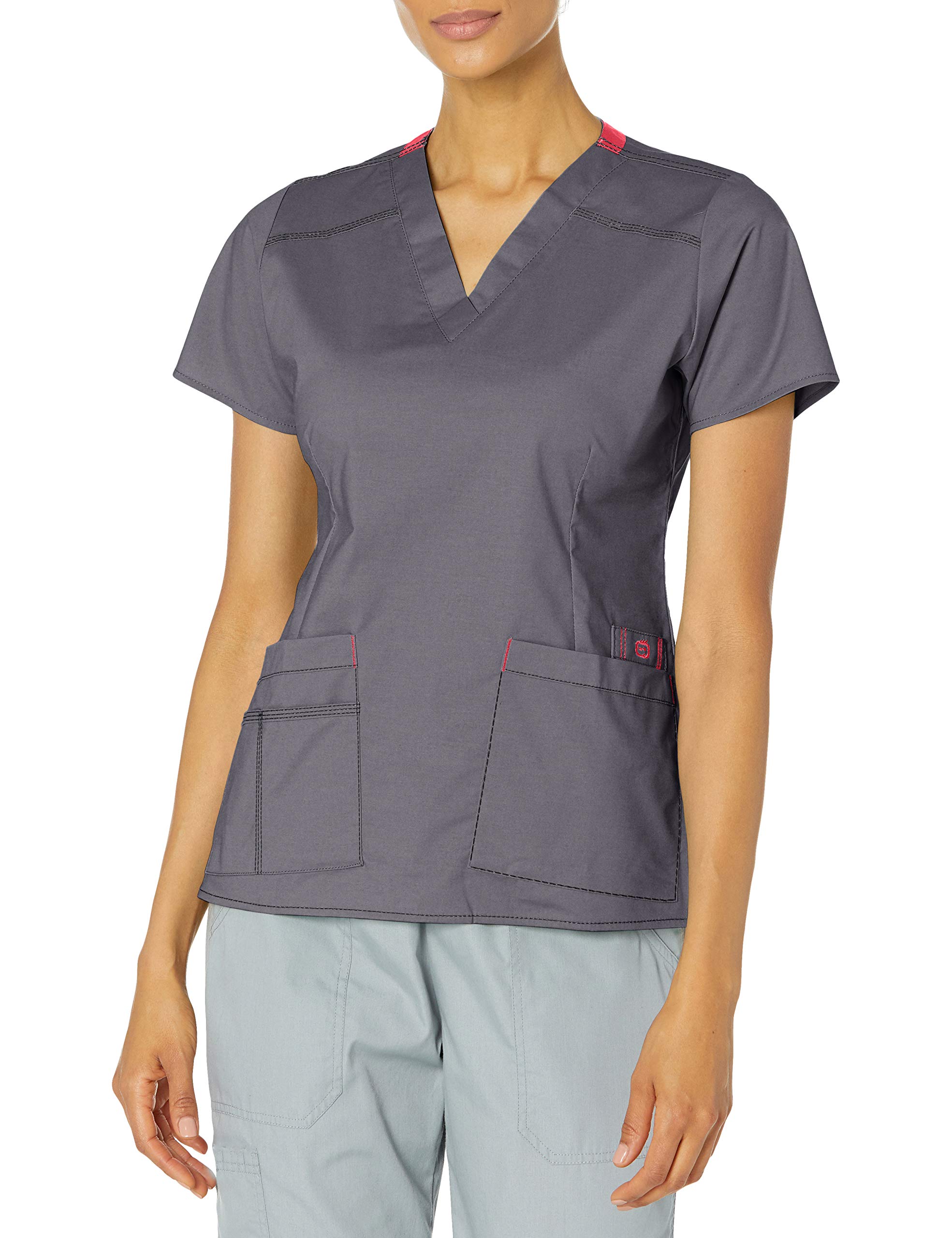 WonderWink Women's Wonderflex Verity Scrub Top, Pewter, Small