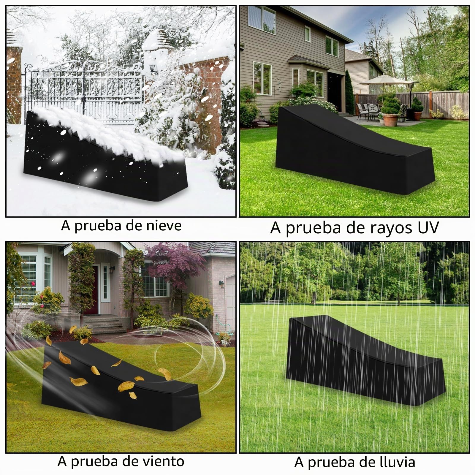 ASelected Funda Tumbona Exterior, 2 Fundas Protectoras y Funda Tumbona Jardín 210 x 75 x 80 cm, 210D Oxford, Cubierta Protectora Impermeable con Bolsa y Resistente al Viento
