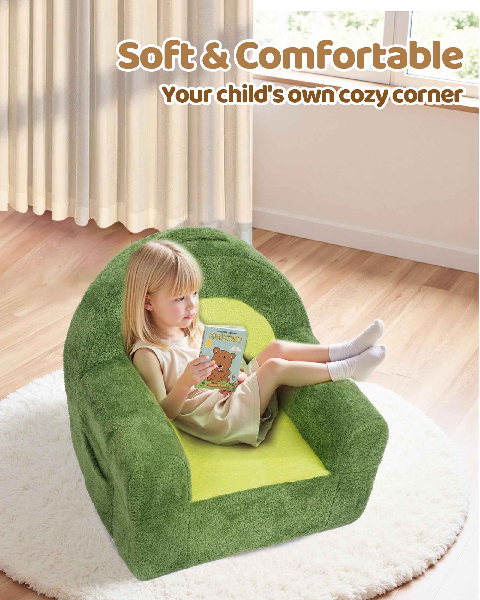 Heypappy Fauteuil Enfant - Fauteuil Confortable et ludique en Mousse avec Housse Velour, Canapé Avocat Design pour Enfants