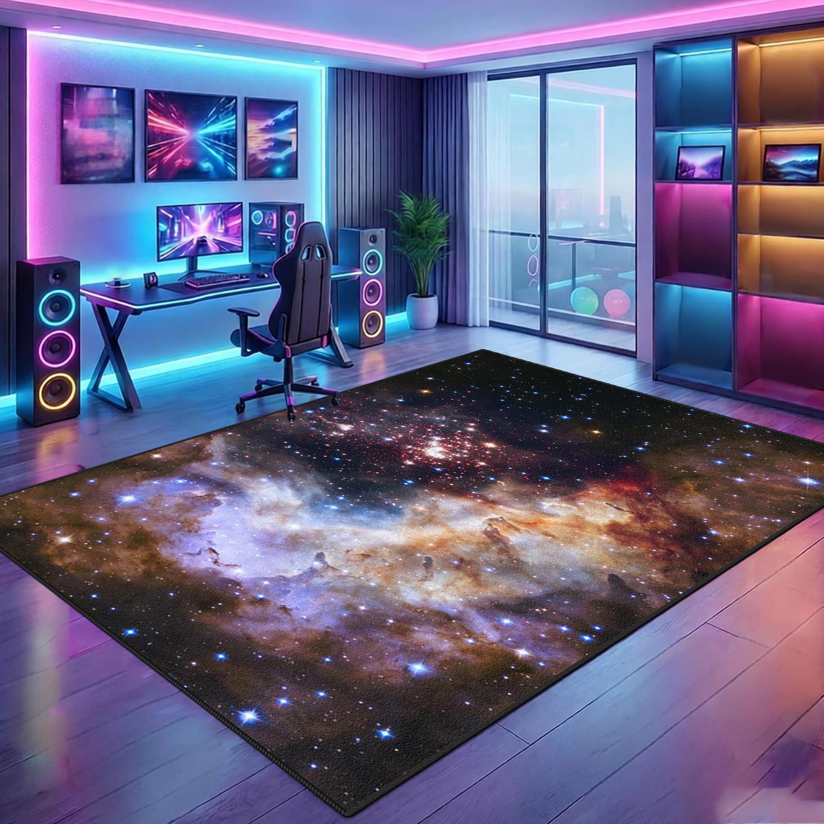 Tapis de Chambre Gaming Tapis Antidérapant pour Zone de Jeu 100 x 150 cm, Tapis de Jeu pour Chambre de Garçon pour Salle de Jeu Salle de Jeux Décoration Maison Lavable, Caoutchouc