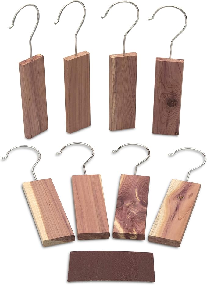 ZERIND Set of 8 Natural Cedar Wood Moth Repellent Hanging Blocks