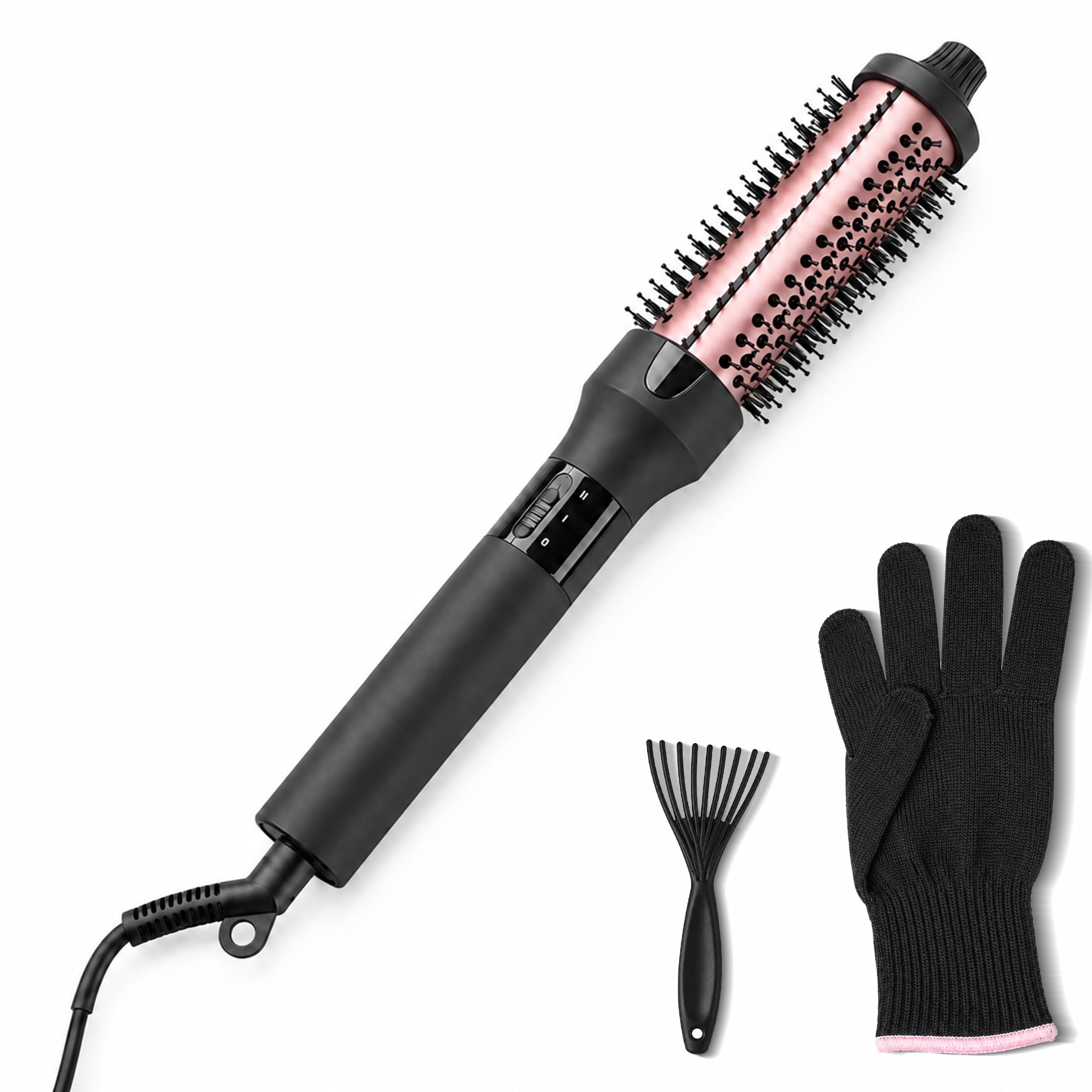Thermal Curling Iron Brush, 1 1/2-Inch Barrel Hair Styling Tools for All Hair Types, Fast Heat Up Curl Wand Anti-Scald Hair Curler Hot Brush Dual Voltage 100-240V for Travel with Protective Glove