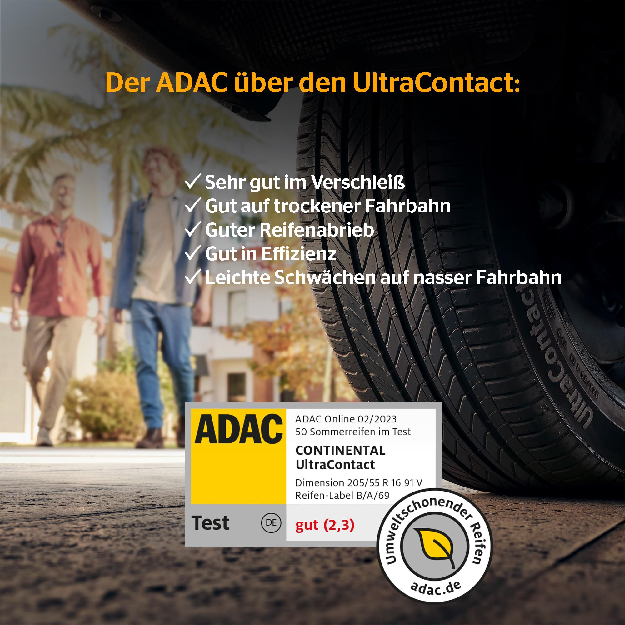 CONTINENTAL UltraContact - 195/65 R15 91H - A/B/70dB - Sommerreifen (PKW/SUV)
