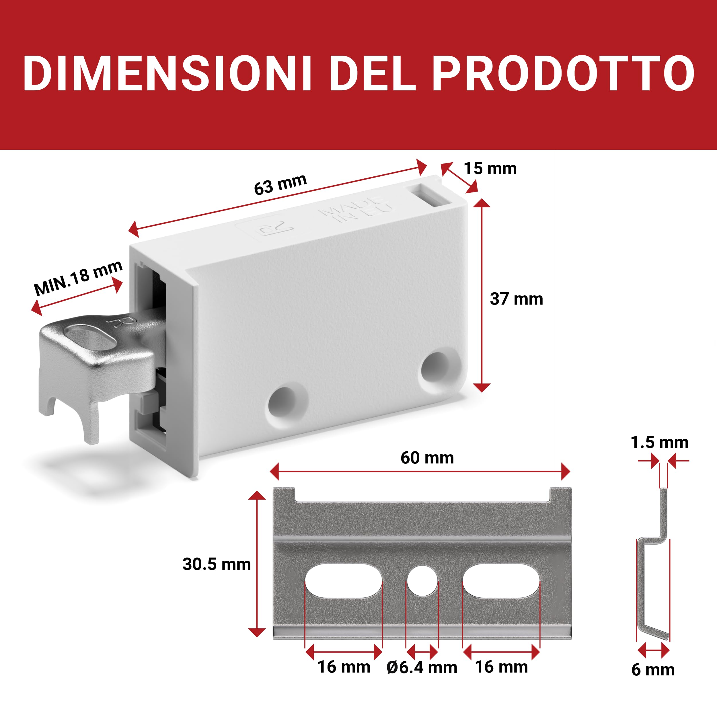 LouMaxx Set di ganci per armadio da cucina e pensili da cucina, con portata di 60 kg, con sistema di scaffali, guide da parete e materiale di montaggio – Made in EU