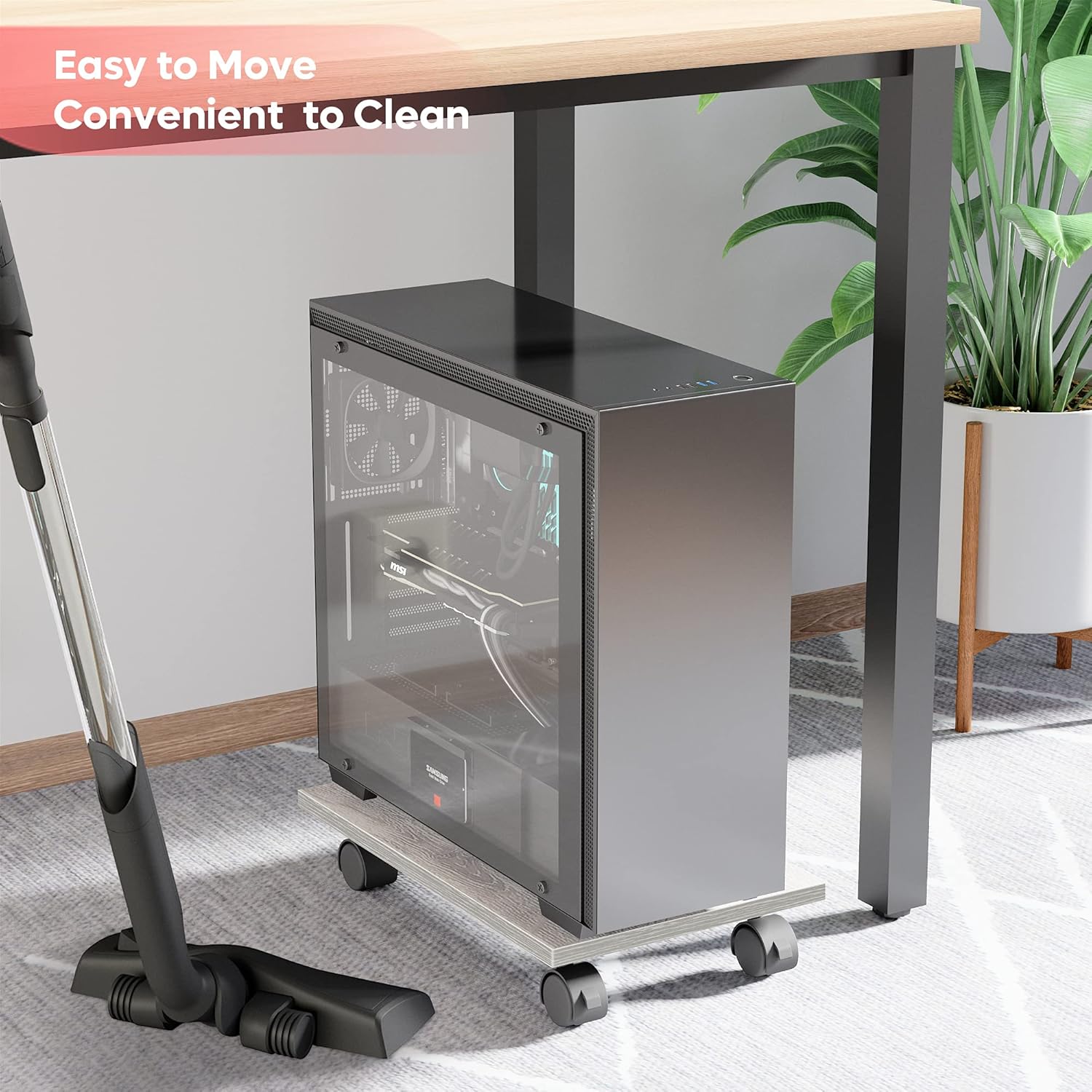 Bestier CPU Stand Computer Tower Stand Cart Floor PC Stand CPU Holder with 4 Caster Wheels Under Desk (Wash White) : Office Products