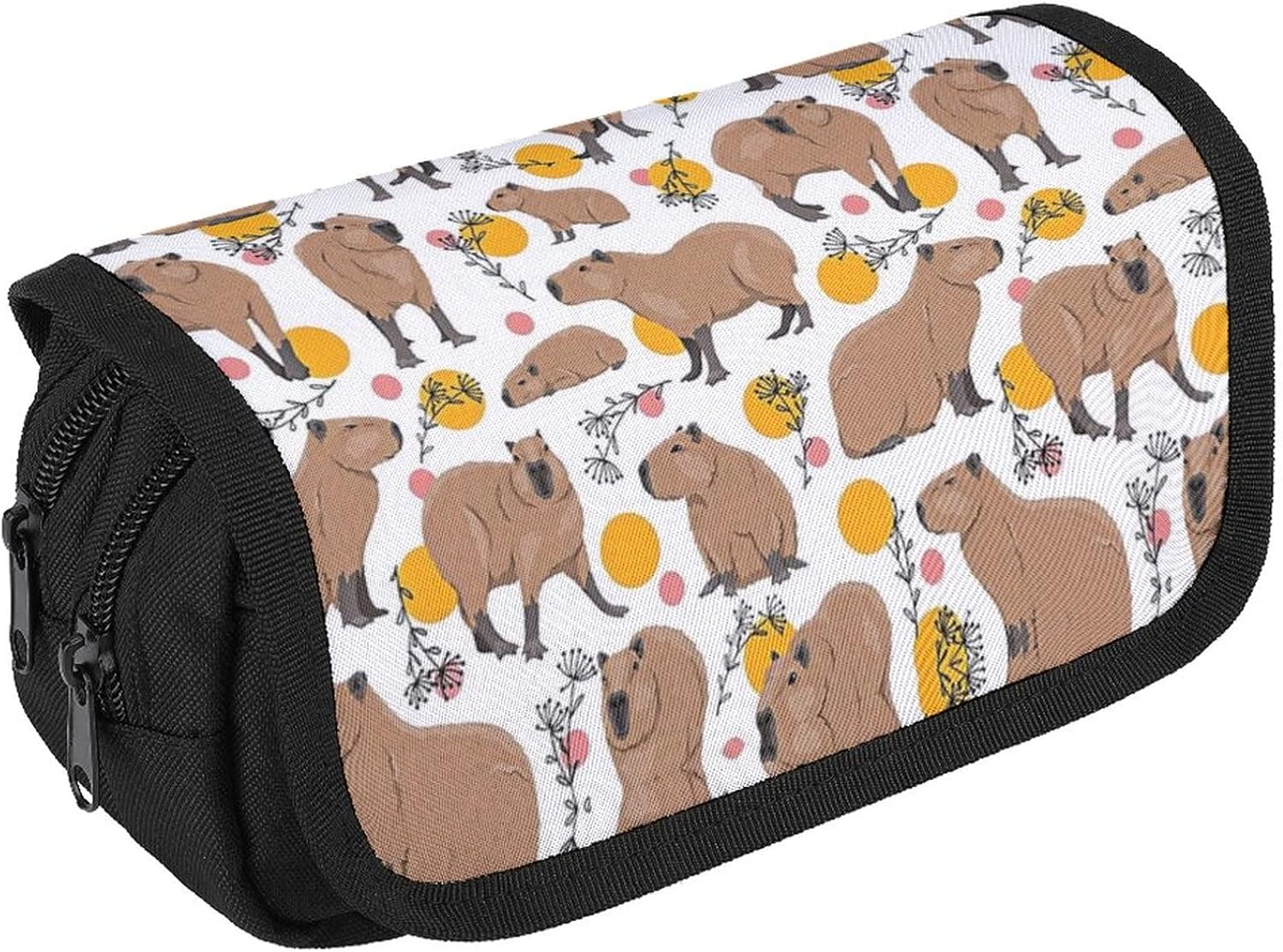 Auiptorm Animal Capybaras Pattern Double Pencil Cases Large Capacity
