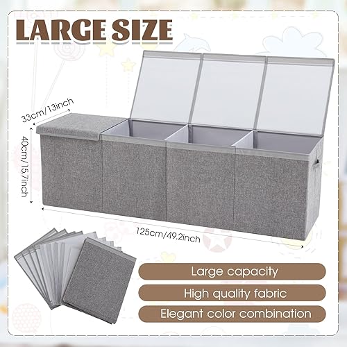 Miniatura 2 de Patelai Caja de juguetes grande plegable y resistente con tapa y asas, caja de juguetes de Navidad, organizador de almacenamiento para sala de