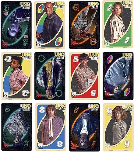 Miniatura 5 de Mattel Games UNO Flip! Stranger Things - Juego de cartas para adultos y adolescentes con tarjetas de doble cara, mundo real contra revés