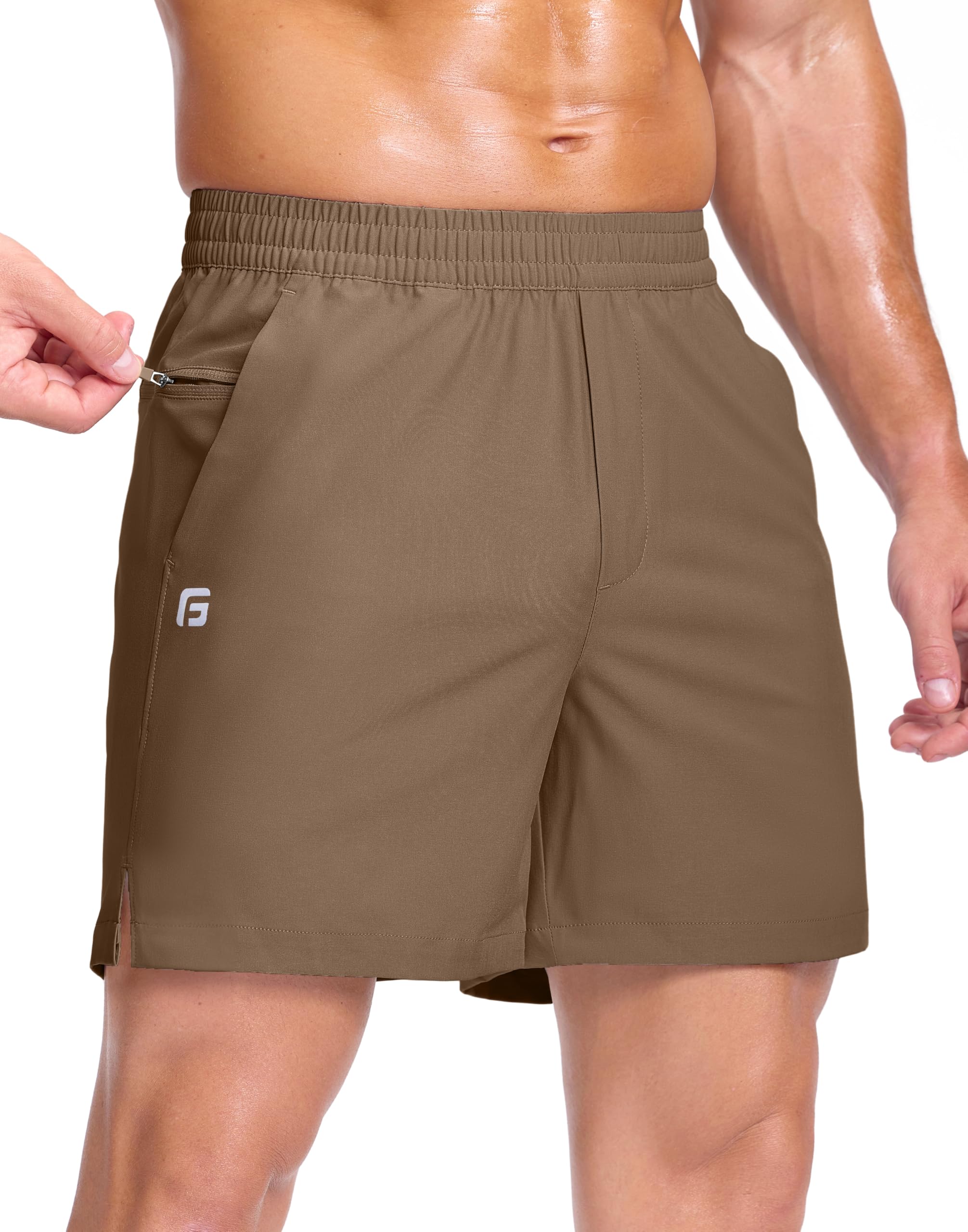 GGJ Men's Lightweight Athletic Shorts with 2 Zipper Pockets 7"/9"/5" Gym Workout Running Quick Dry Tennis Shorts for Men