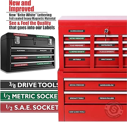 Magnetic tool chest drawer labels