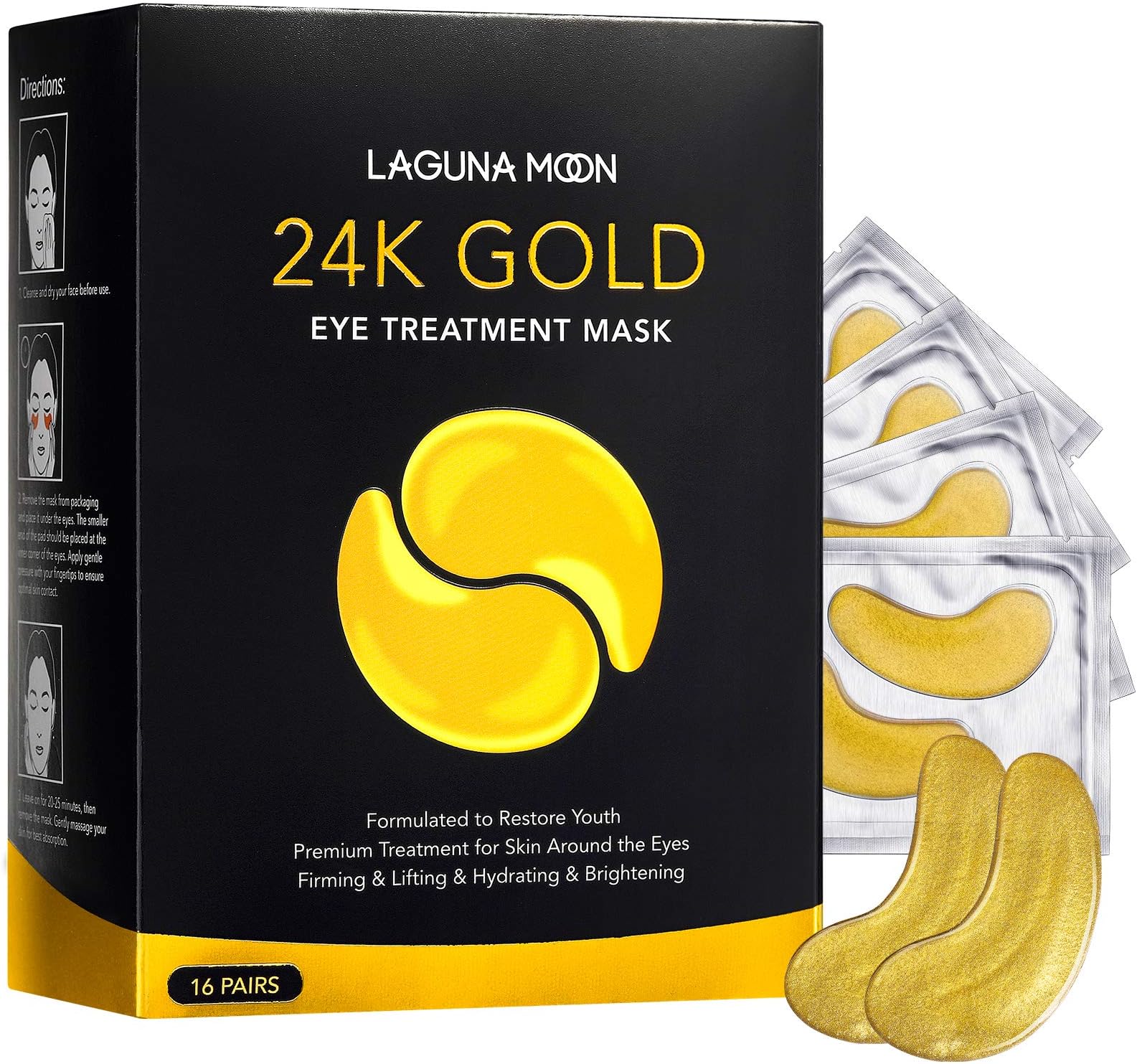 arshege 180 PCS Under Eye Patches 24K Skin Care Gold