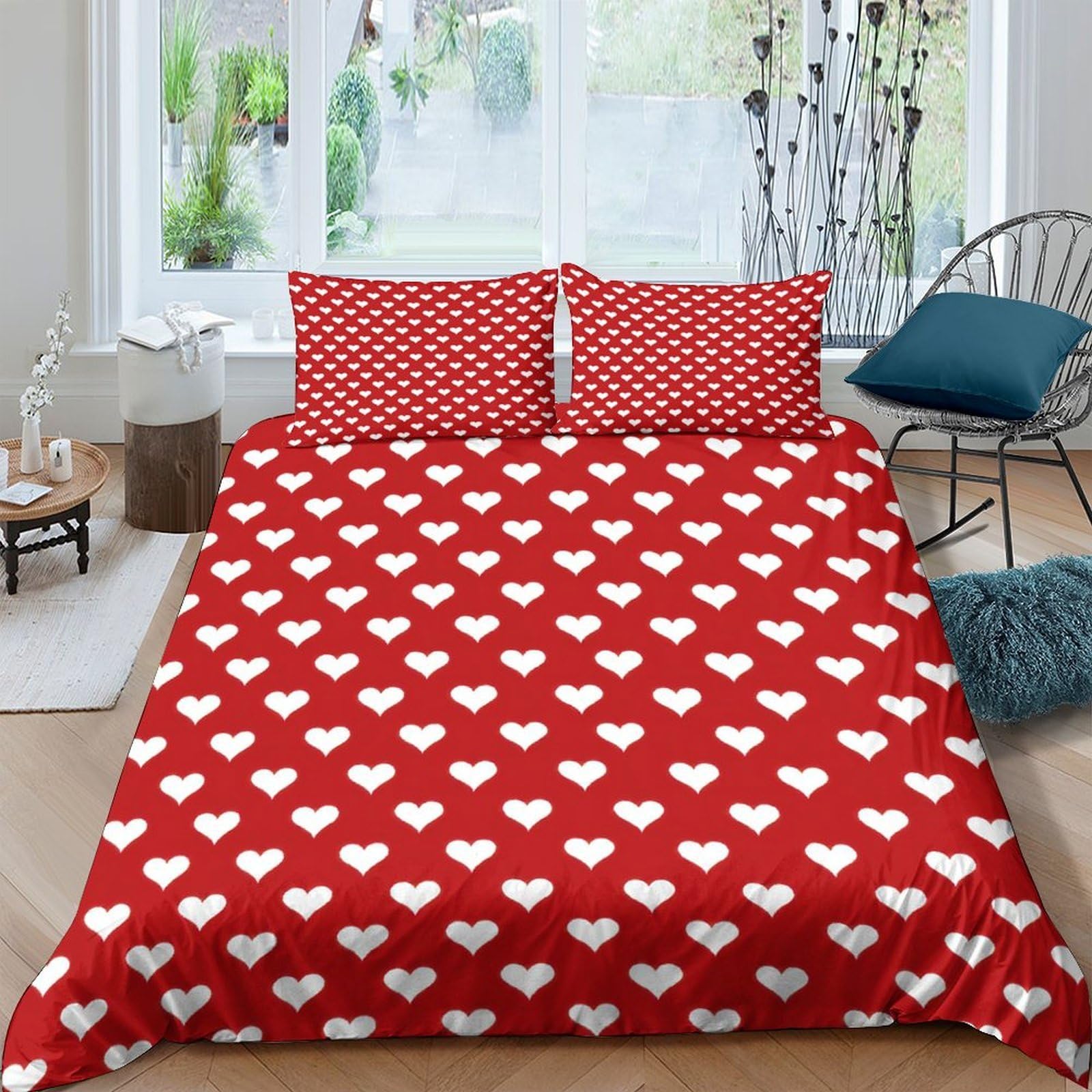 Ctjqhvkz Style-1 3D Printed Red Heart Pattern Fitted Sheet Microfiber Breathable Mattress Cover For Bedroom Dorm Decor Single（135X200cm）