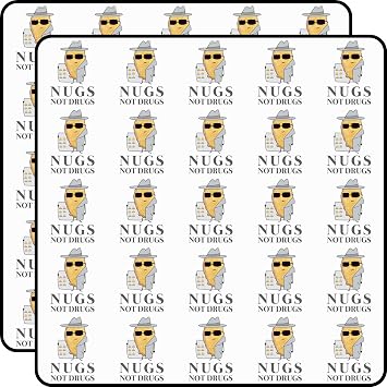 Funny Nugs Not Drugs Chicken Nugget Dealer Scrapbook Stickers Vinyl Decals 1" Size 50-Pack for Journals, Cards, Crafts