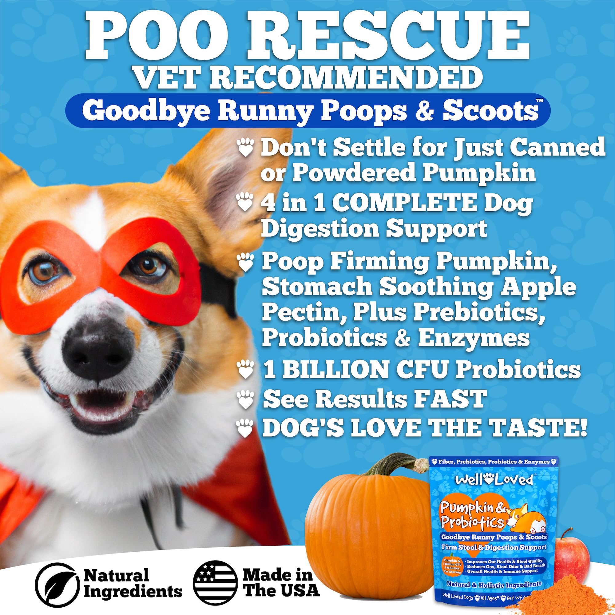 Pumpkin for Dogs Pumpkin Puree, Canned Alternative, Vet Approved, with  Probiotic Powder, Enzymes Fiber, Dog Diarrhea, Digestive Support, Perfect