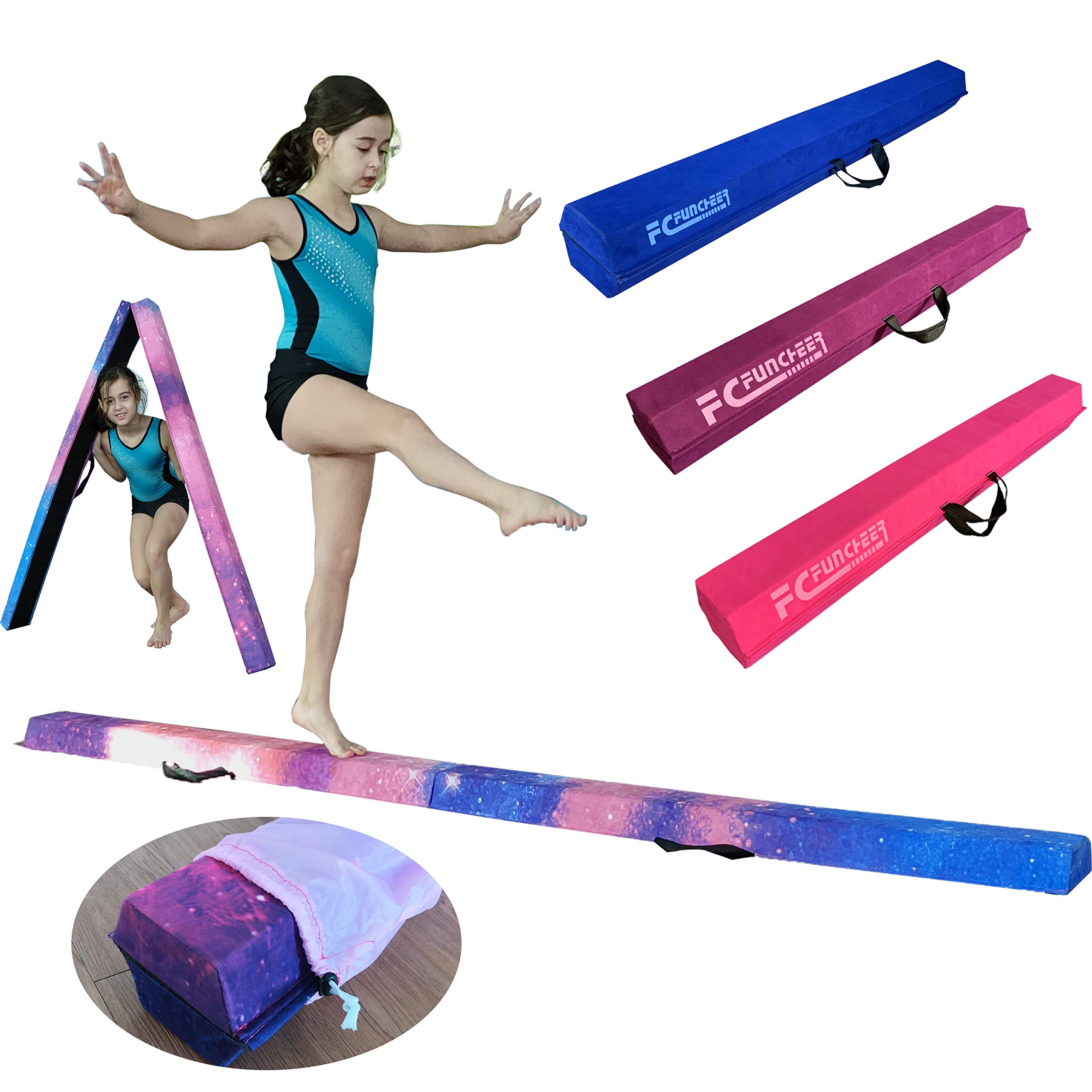 FC FUNCHEER 6FT/9FT Folding Floor Gymnastics Beam for Kids, for sale