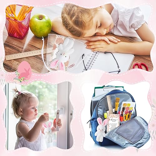 Miniatura 6 de Fuutreo 24 juegos de animales de peluche de conejito de regalo, incluye 24 mini muñecos de peluche de conejito de peluche, 24 tarjetas de abrazo con