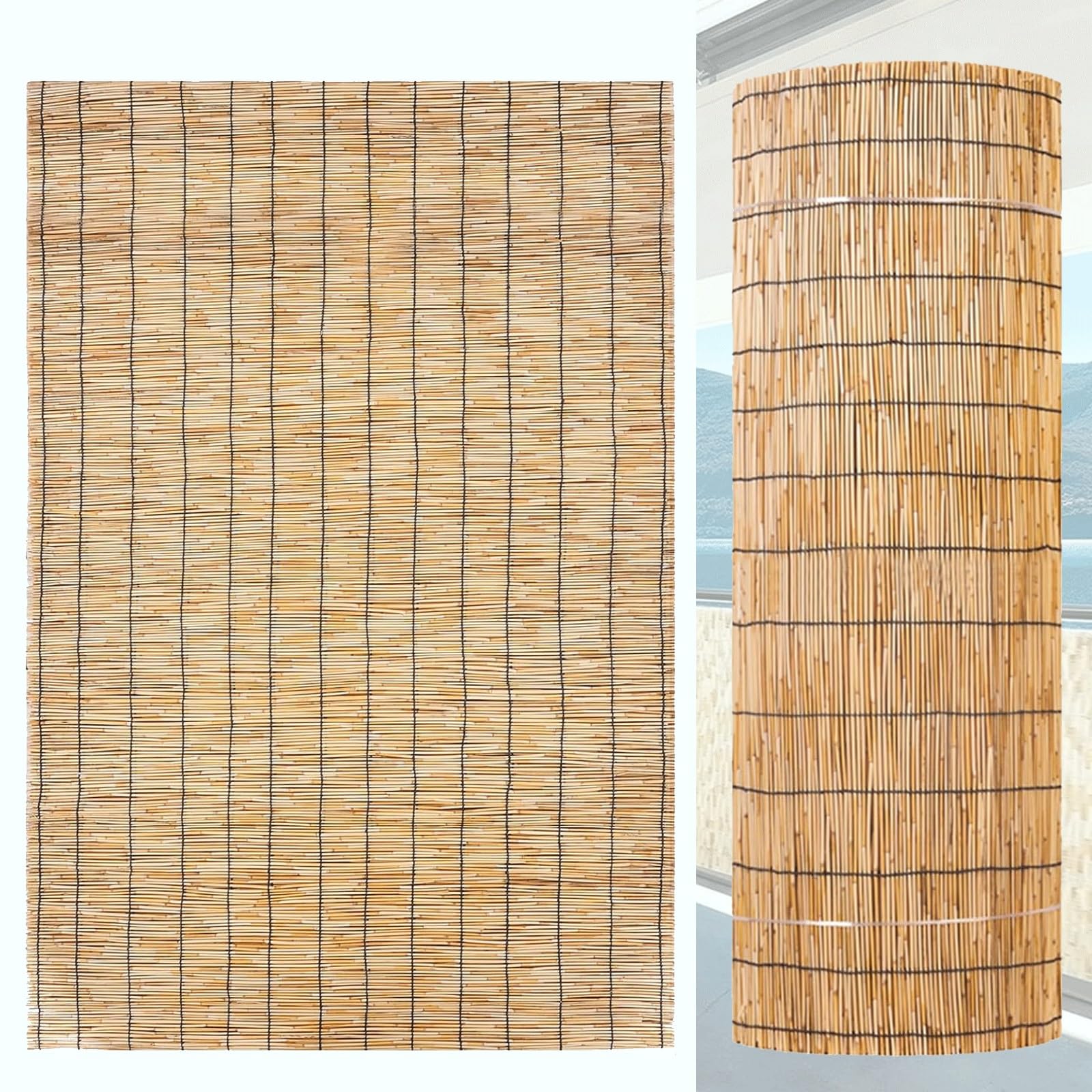 Bambusowe ogrodzenie chroniące prywatność, bambusowa dekoracja ogrodowa, panele ogrodzeniowe, 80 x 400 cm, ochrona balkonu i patio, dekoracyjna osłona ścienna