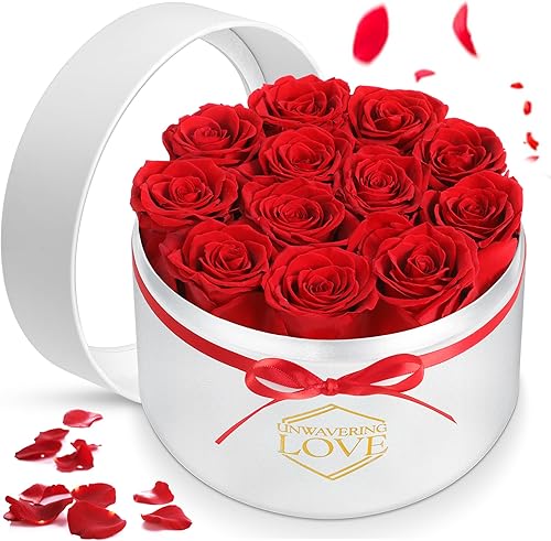 Miniatura 1 de Forever Preserved Roses Regalos para novias y mujeres, 12 rosas rojas en una caja, rosas reales para el día de San Valentín, Día de la Madre,