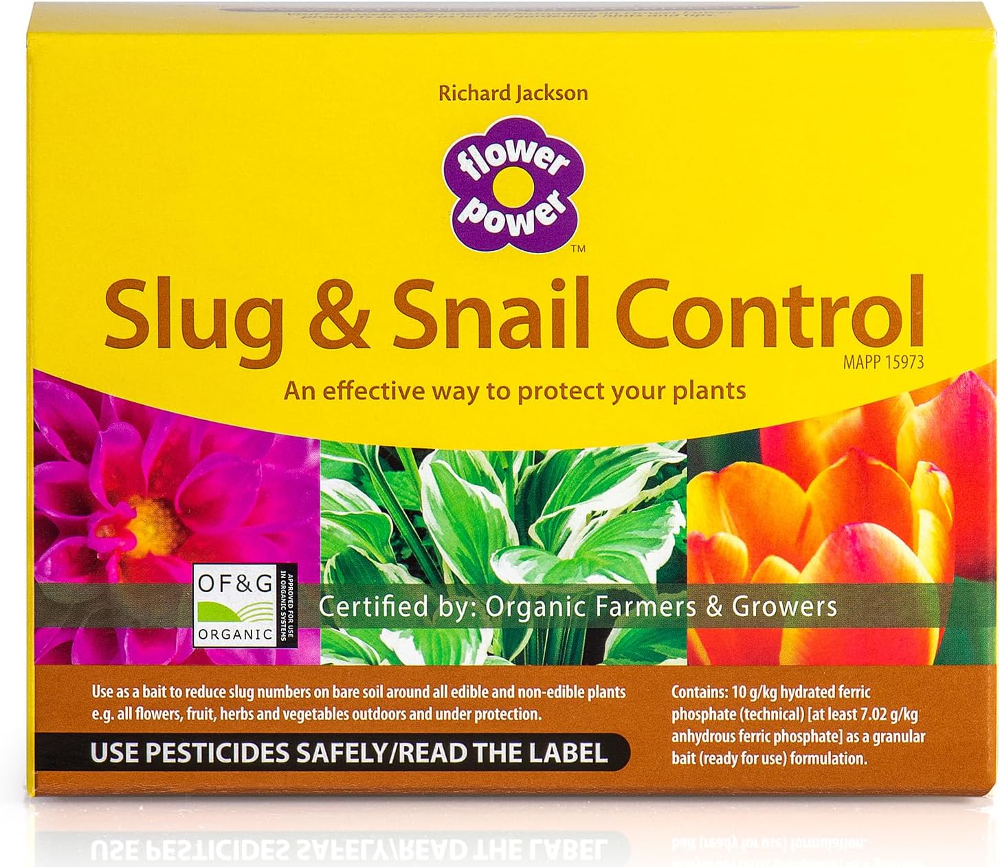 Flower Power Richard Jackson Organic Slug & Snail Control, Natural Metaldehyde-Free Pellets, Rain Resistant, An Effective Way to Protect Your Plants & Vegetables (600g)
