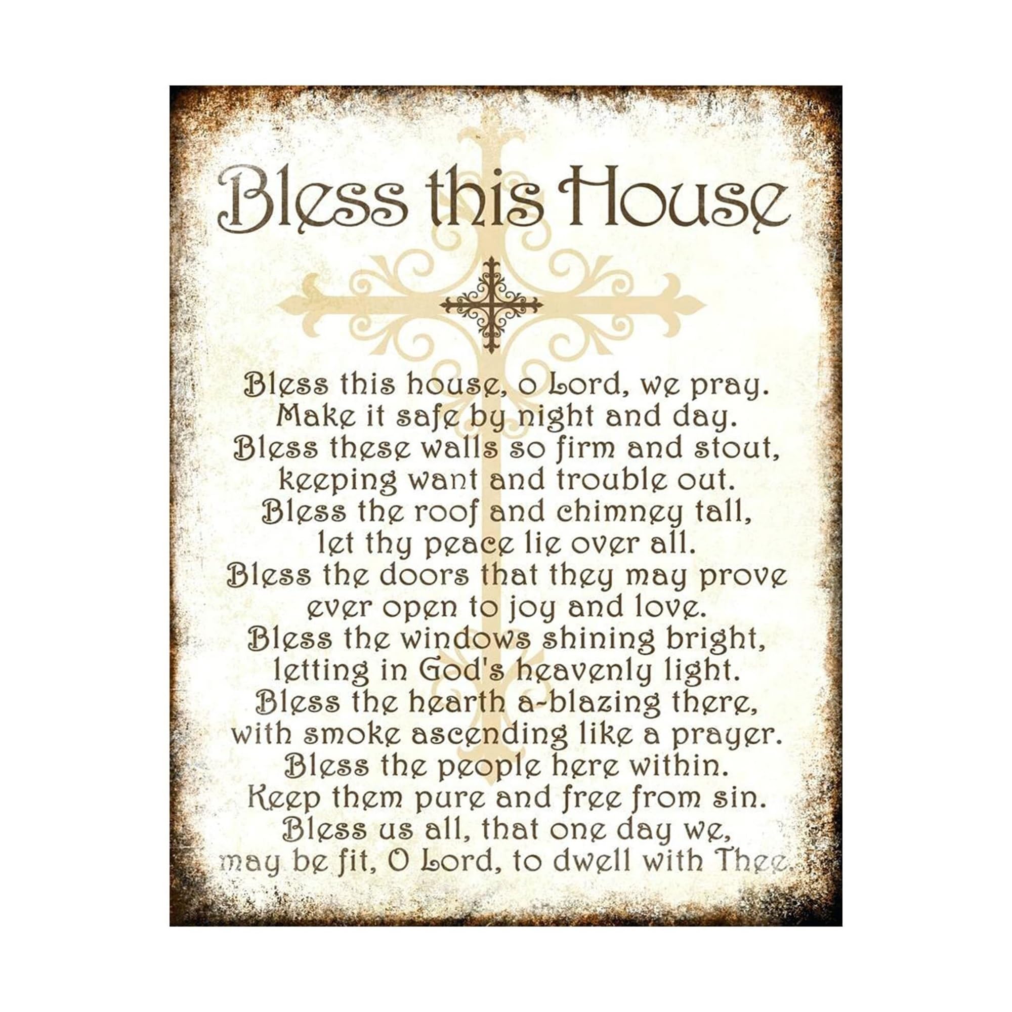KCDFDVJFBM Farmhouse “Bless This House” Wall-Art - Rustic Christian Prayer Sign for Kitchen, Living Room & Entryway - Faith-Based Decor for Family & Love(Framed,12x18inch(30x45cm))