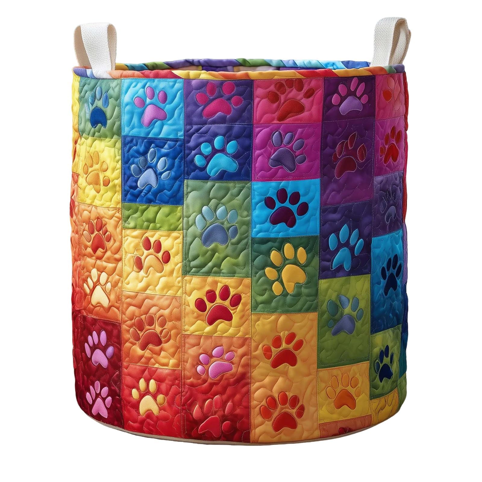 SDSFGX Large Quilted Laundry Basket Foldable Laundry Hamper with Handles Cute Boho Quilted Storage Basket for Clothes Toys
