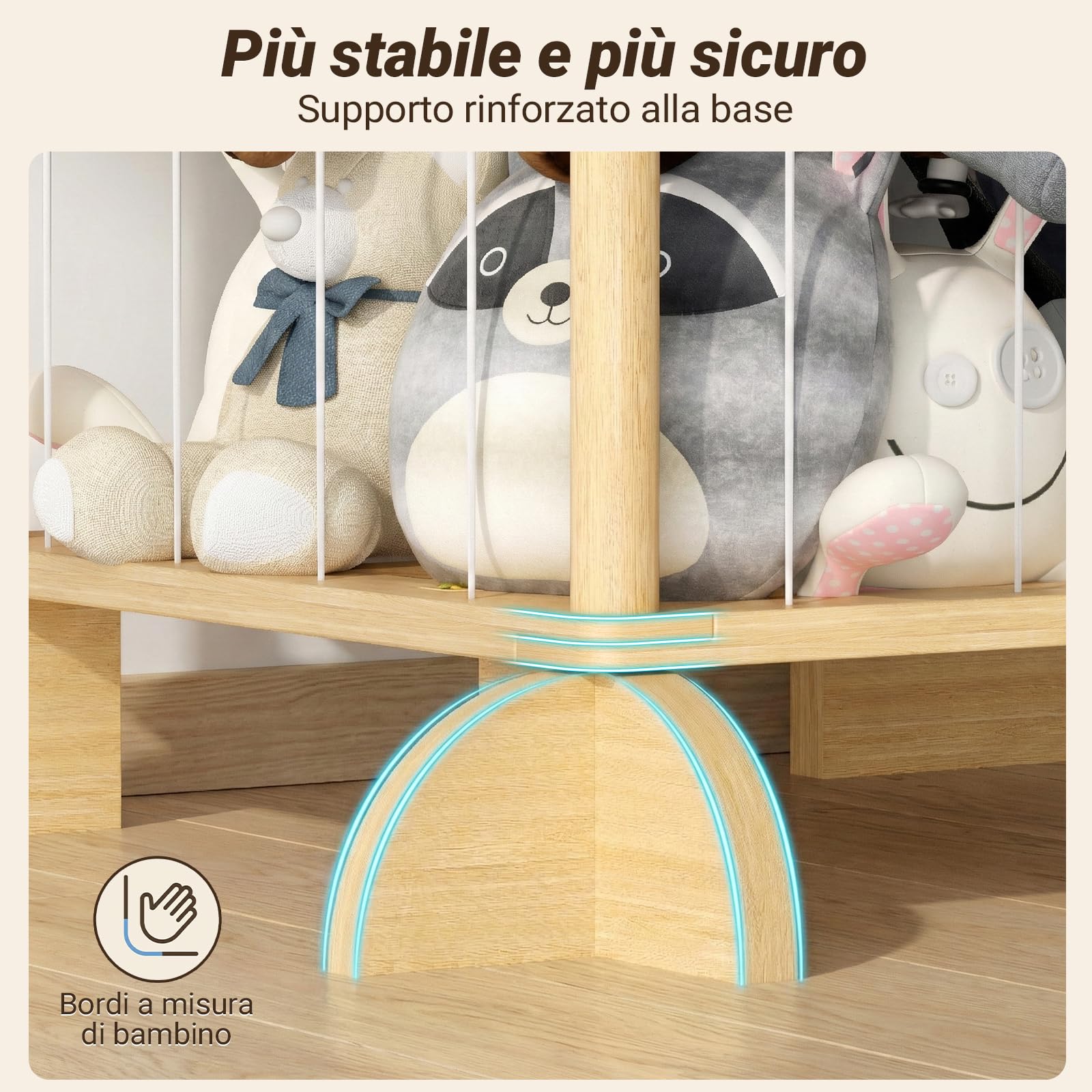 COSYLAND Organizer Peluche per Bambini, Salvaspazio, 141 x 55 x 49 cm | Corde elastiche per prendere e riporre i peluche, struttura verticale salvaspazio