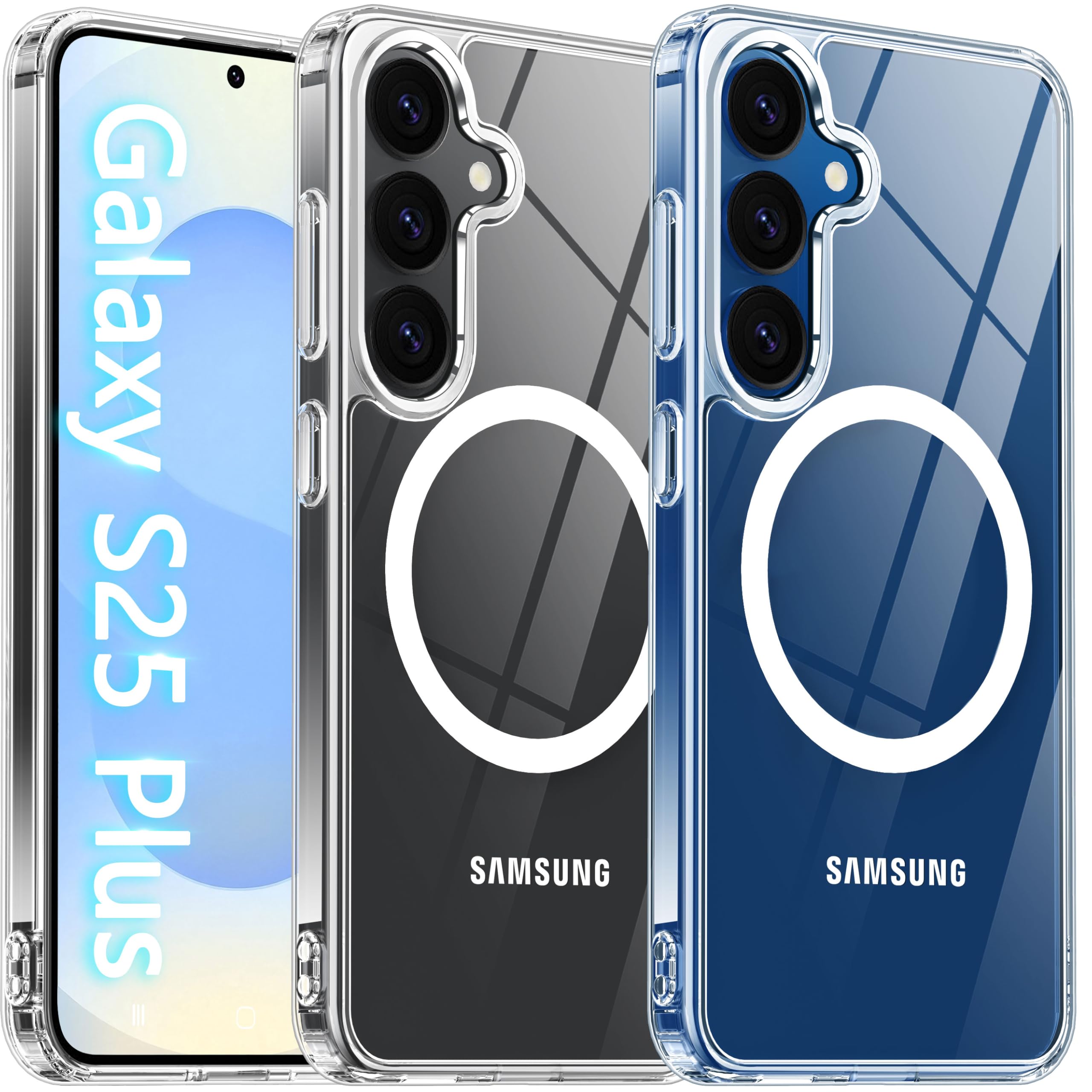 Oterkin Magnetic for Samsung Galaxy S25 Plus Case Clear [Compatible with MagSafe][Anti-Yellowing][Built-in 4 Airbags][Military Grade Protection][Shockproof Slim] S25 Plus Phone Case (Clear)