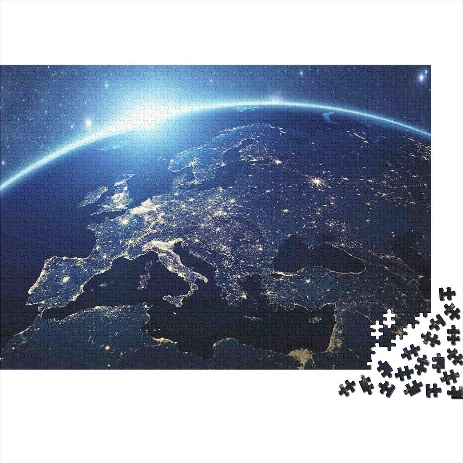 Earth from Space 1000 Piece Jigsaw Puzzle 1000 Pieces Puzzle Game Night View for Adults Family Relaxation Home Decor Gift 38x26cm/1000pcs โ image 1