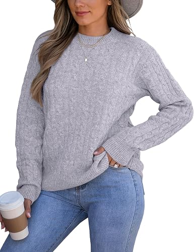 SunnyMelody Womens Dressy Mockneck Cable Knit Long Sleeve Sweater Fall 2026 Over