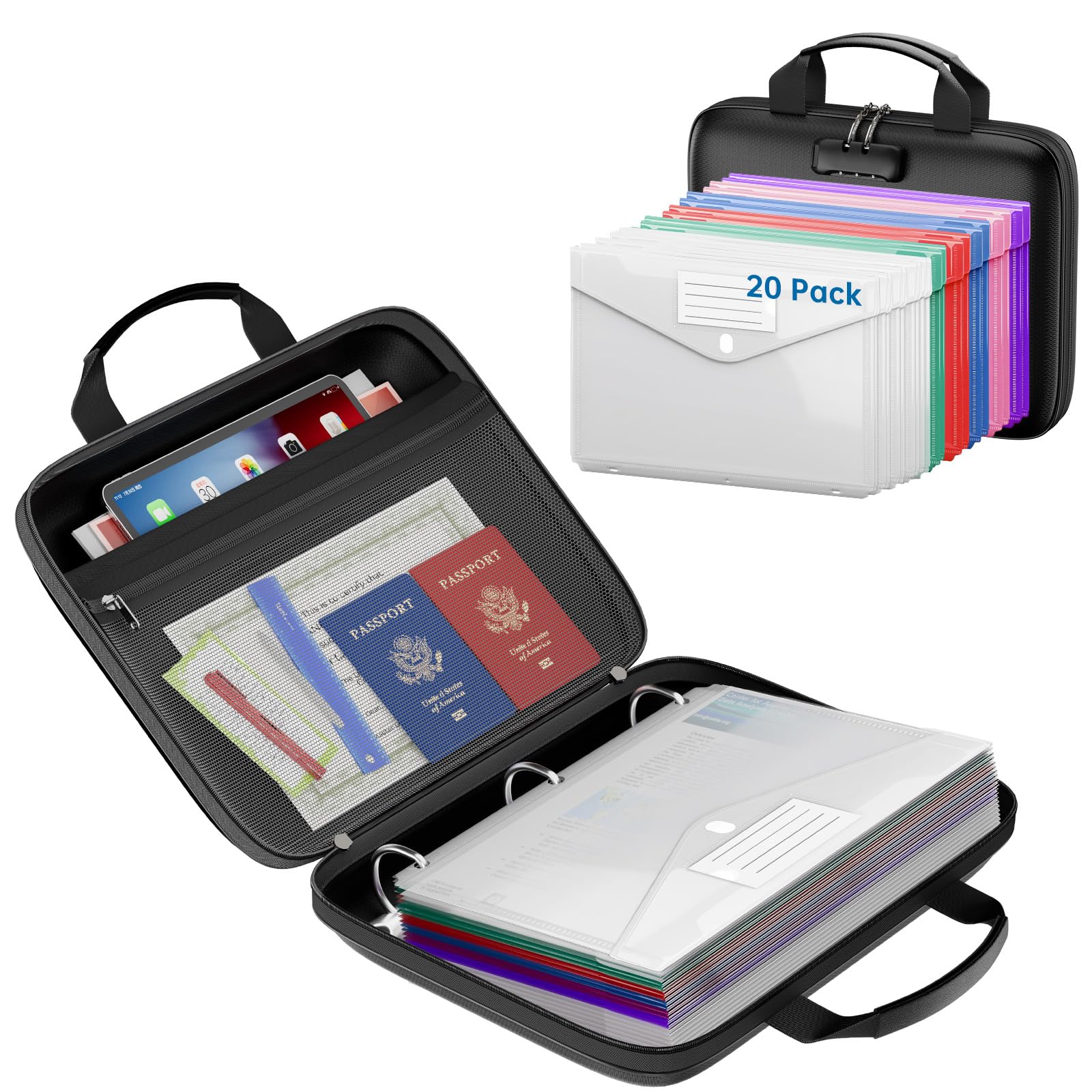 ZOOPIP Fireproof Binder with 20 Pockets