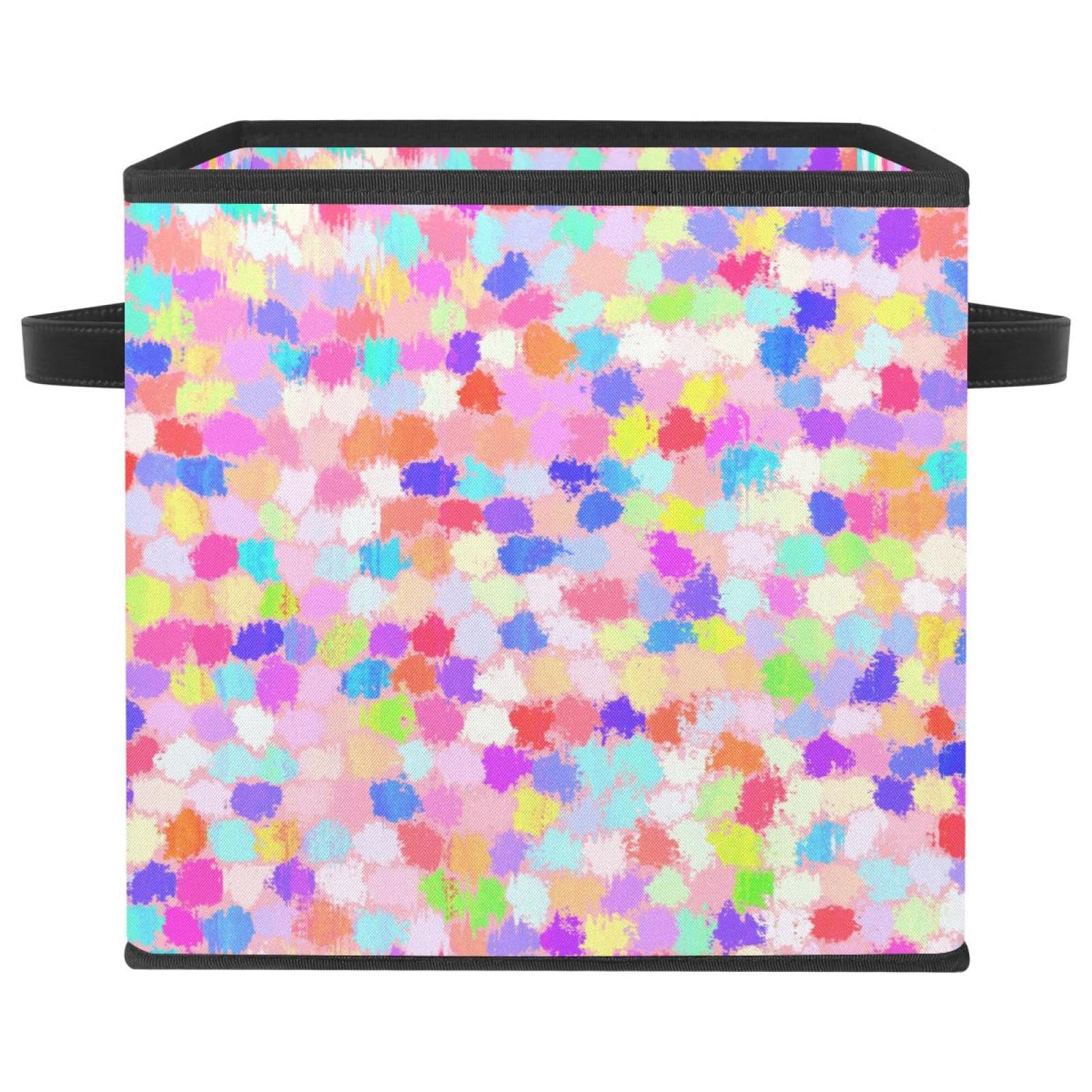 Boîte de rangement pliable tissu design points colorés pour chambre douce