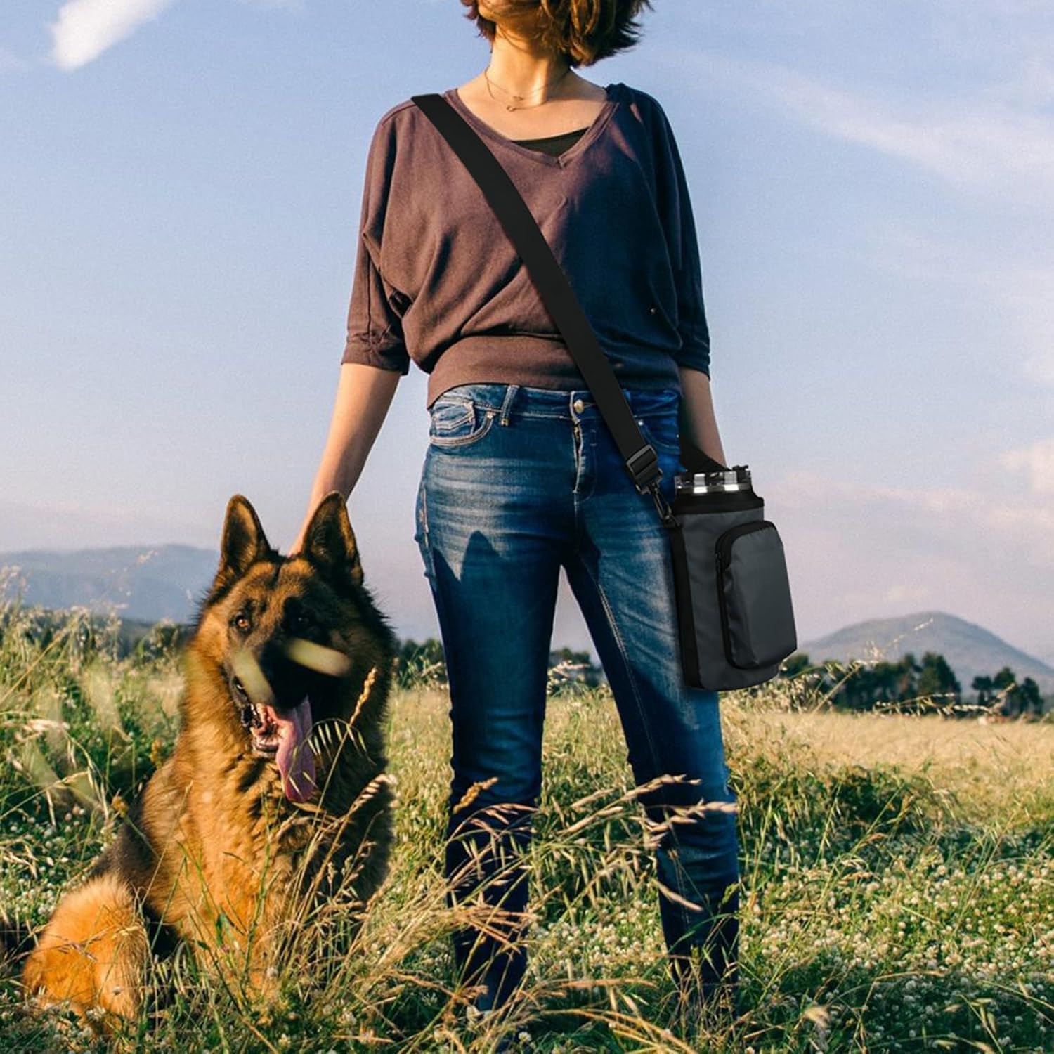 Xxerciz Water Bottle Carrier Bag for Stanley 64oz Tumbler with Handle, Water Bottle Holder with Adjustable Strap, Bottle Sling Sleeve with Phone Pouch, Stanley Cup Accessories for Walking Hiking - Image 7