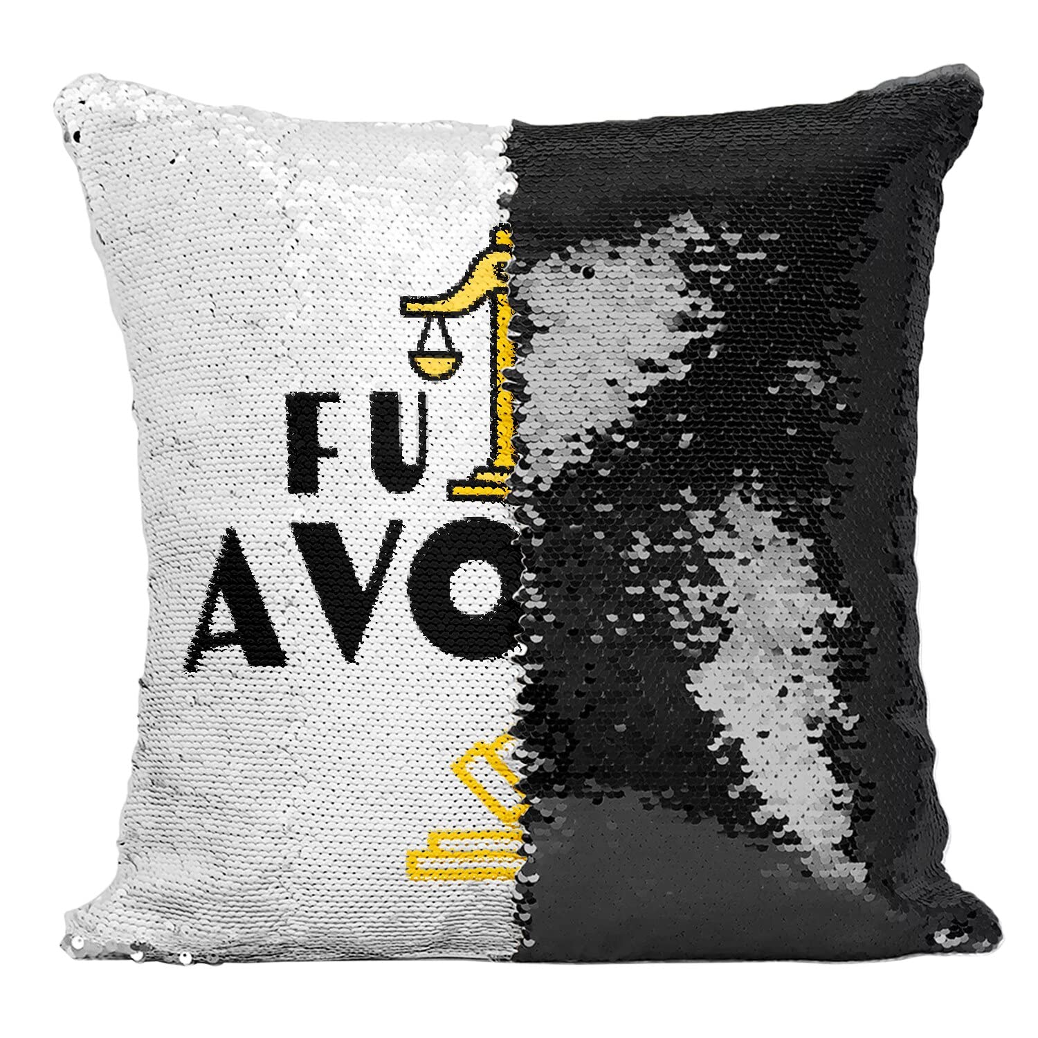 Coussin sequin futur avocat noir paillettes magiques réversibles