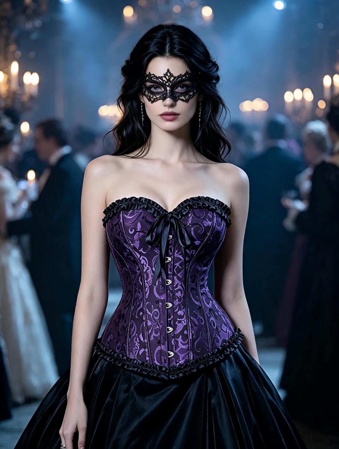 Moonight Corset for Women Renaissance Lace up Boned Overbust Bustier Corset