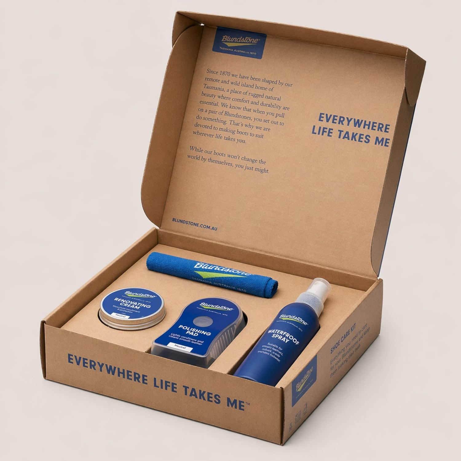 Blundstone Shoe Care Kit for Leather Boots – Includes Renovating Cream, Buffing Cloth, Waterproof Spray and Polishing Pad