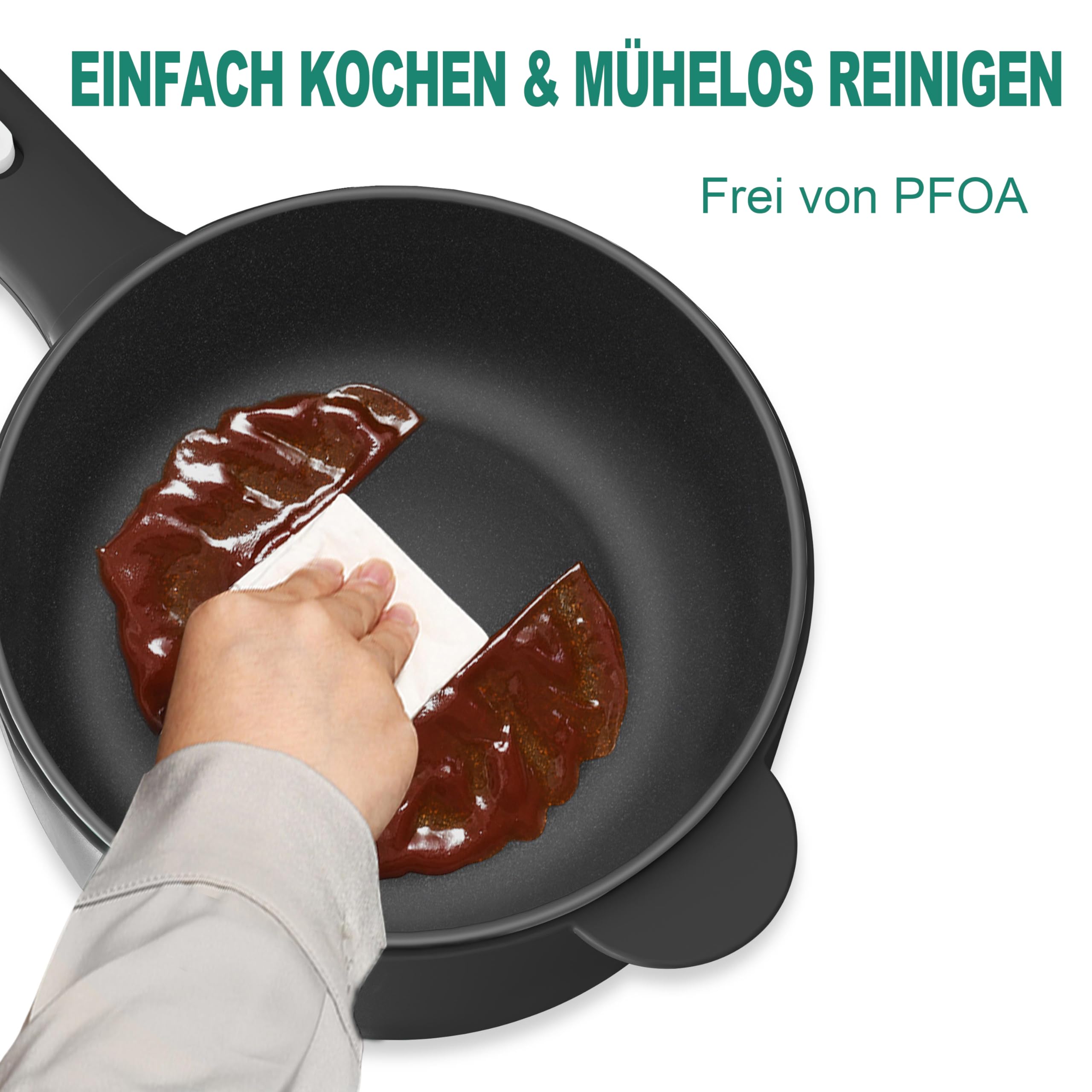 DEZIN Elektrische Hot Pot, 2L Antihaft Elektropfanne, schneller Nudelkocher | mit Dampfgarer,Tragbarer Multikocher, Leistungsanpassung, 250W/600W für Steak, Ei, gebratenen Reis, Ramen, Haferflocken,Suppe