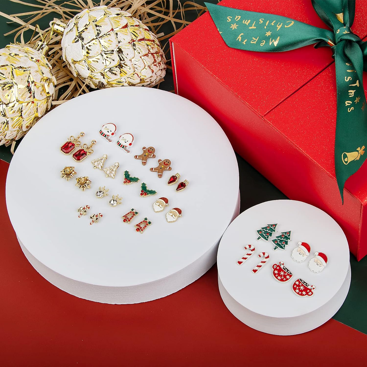 Christmas Earrings for Women,15 Pairs Hypoallergenic Santa Claus Candy Cane Snowman Christmas Tree Stud Holiday Earring Set Gift for Teen Girls Jewelry - Image 2