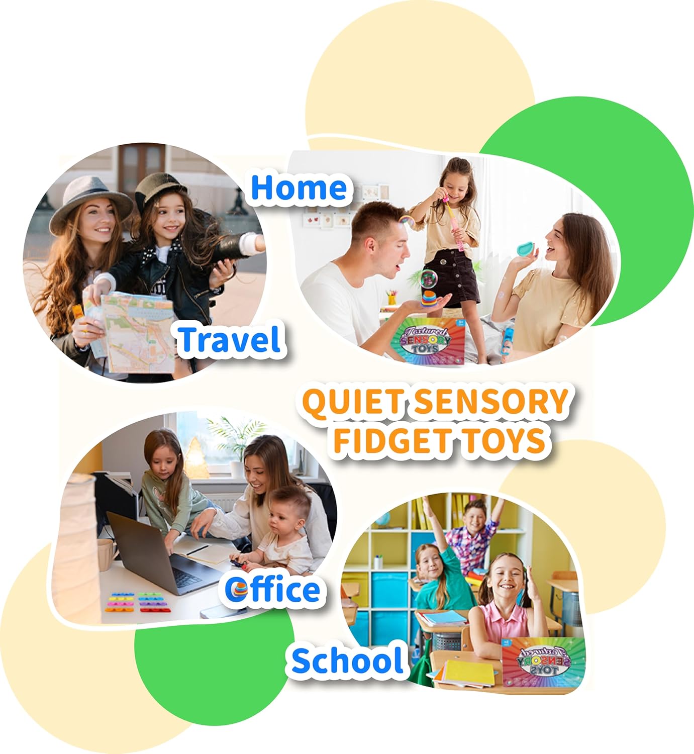 32 Pack Sensory Fidget Toys for Kids-Quiet Squishy Stress Relief Packs with Textured Rings, Suction Toys & Worry Stones,Autism & ADHD Calming Toys for Classroom Prizes, Travel, Office & Treasure Box