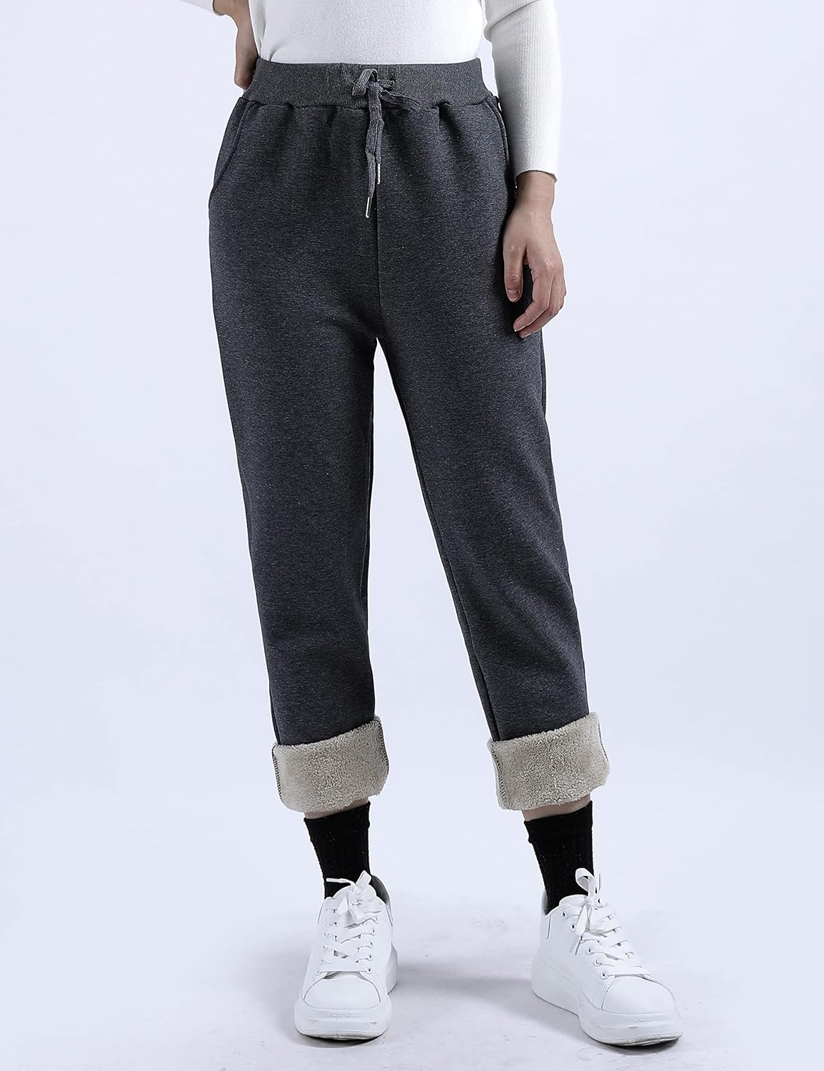Yeokou Warm Sweatpants Womens Fleece Sherpa Lined Winter Active Running Jogger Pants - Image 2