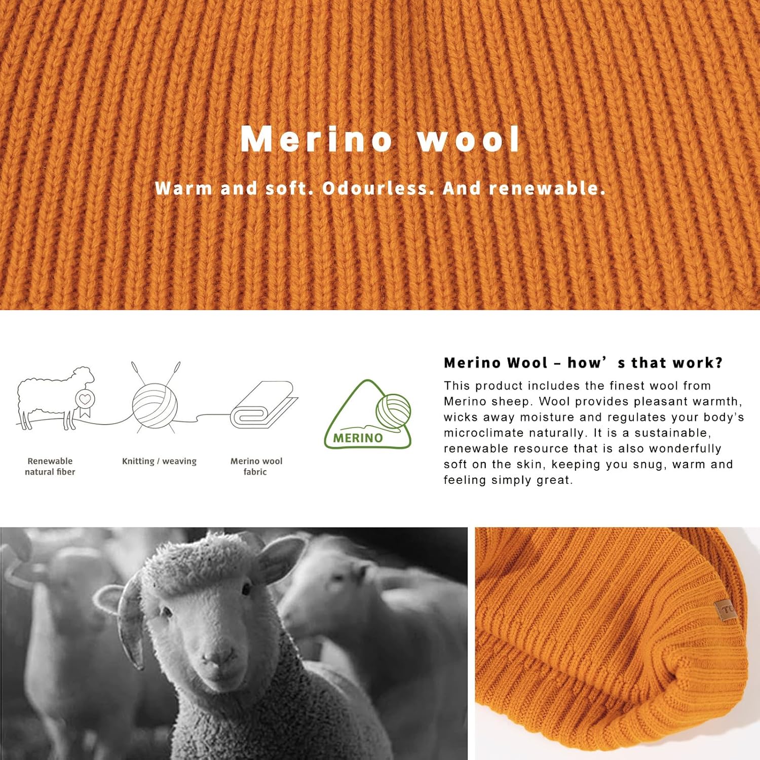 TOP-EX PolarWool™ 100% Merino Wool Short Fisherman Beanie Hats for Men Women Knit Skull Cap Cuffed Beanies Warm Winter Hats - Image 5