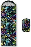 Vista 9 de QOOMO Saco de dormir para camping, 3 estaciones, clima cálido y fresco, ligero, saco de dormir impermeable para adultos y niños, viajes y al aire